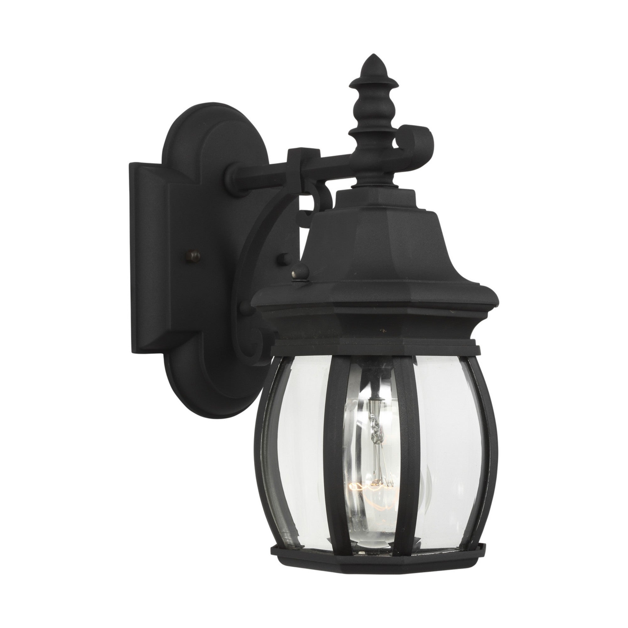 Wynfield 11" Small Outdoor Wall Lantern, Black Finish with Clear Glass - Bees Lighting