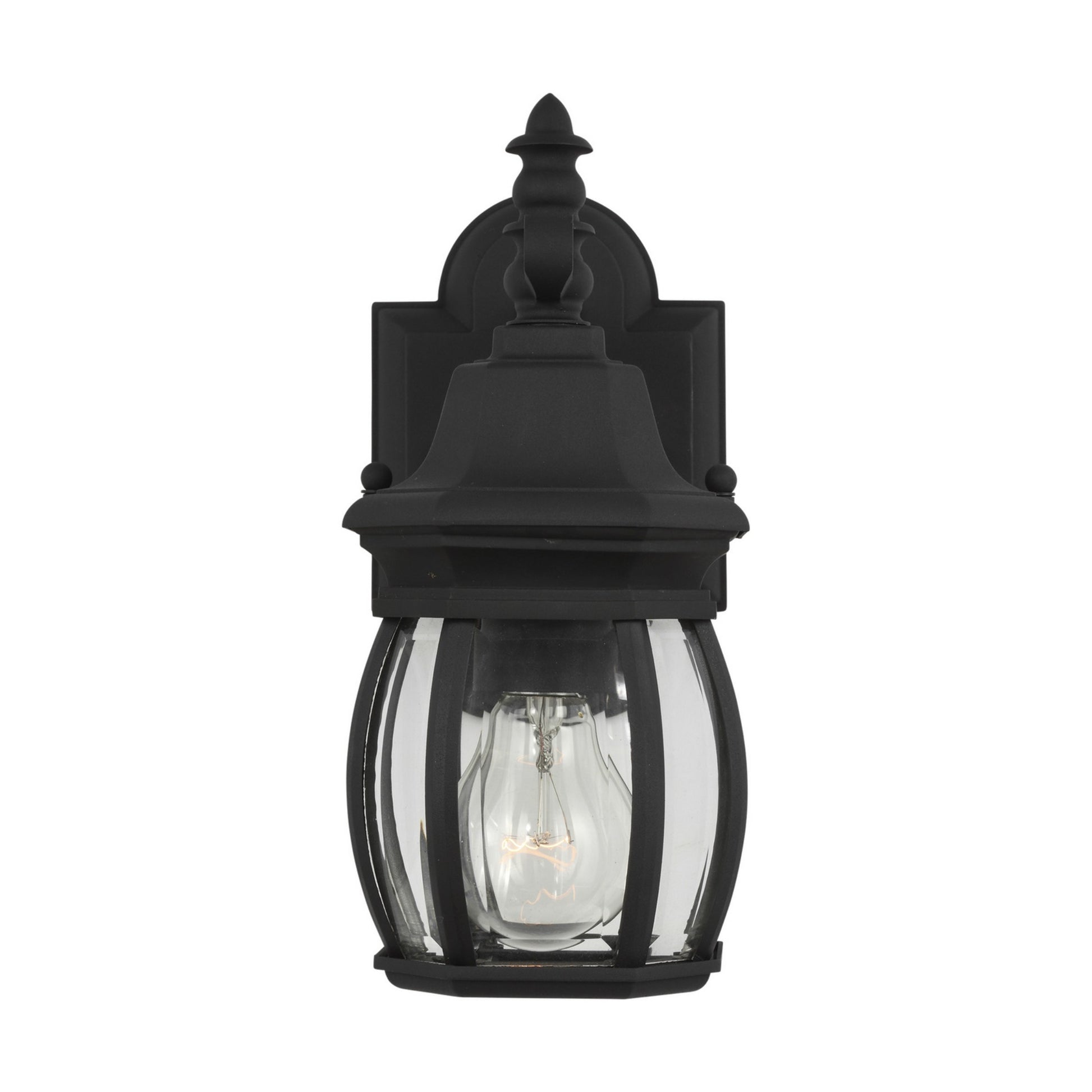 Wynfield 11" Small Outdoor Wall Lantern, Black Finish with Clear Glass - Bees Lighting