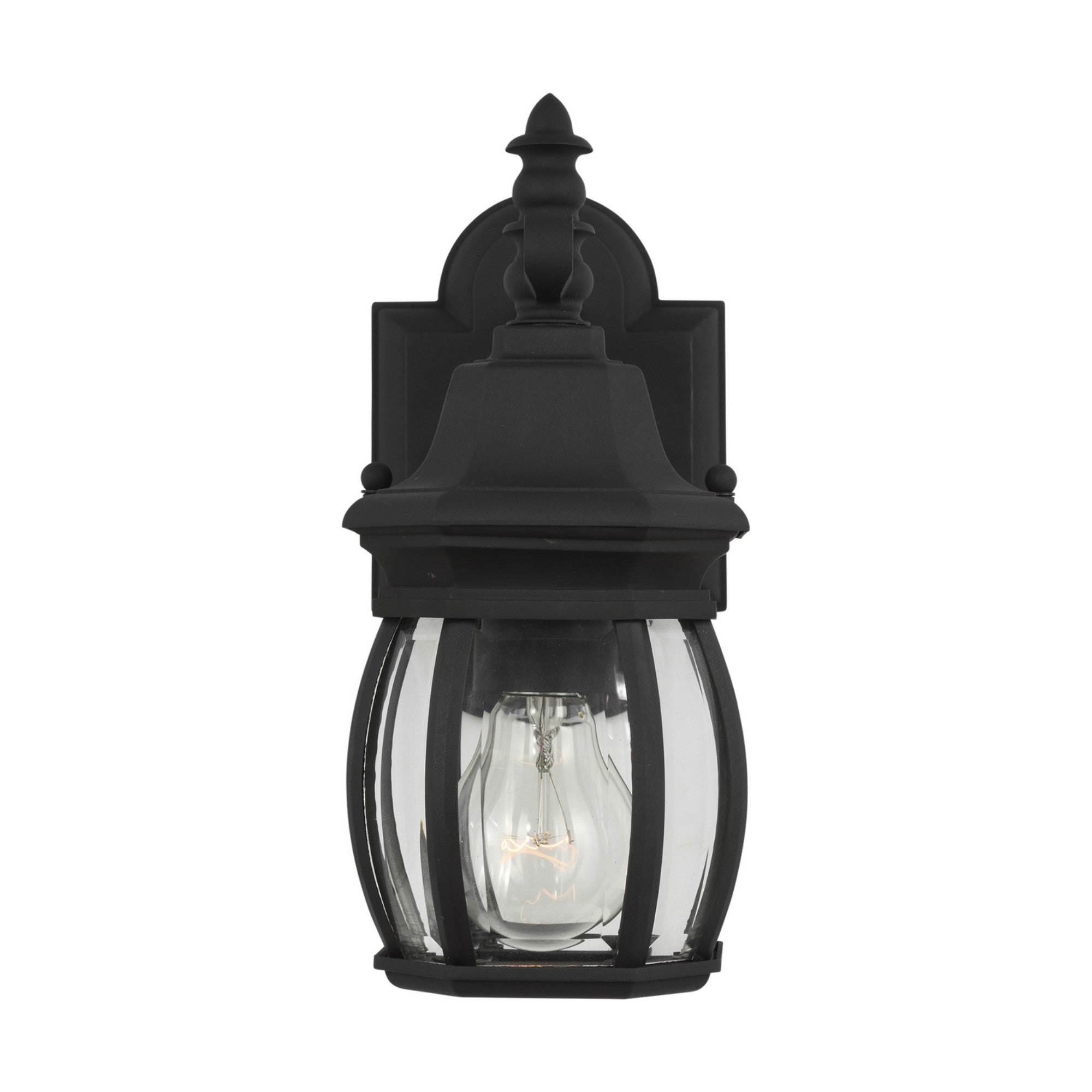 Wynfield 11" Small Outdoor Wall Lantern, Black Finish with Clear Glass - Bees Lighting