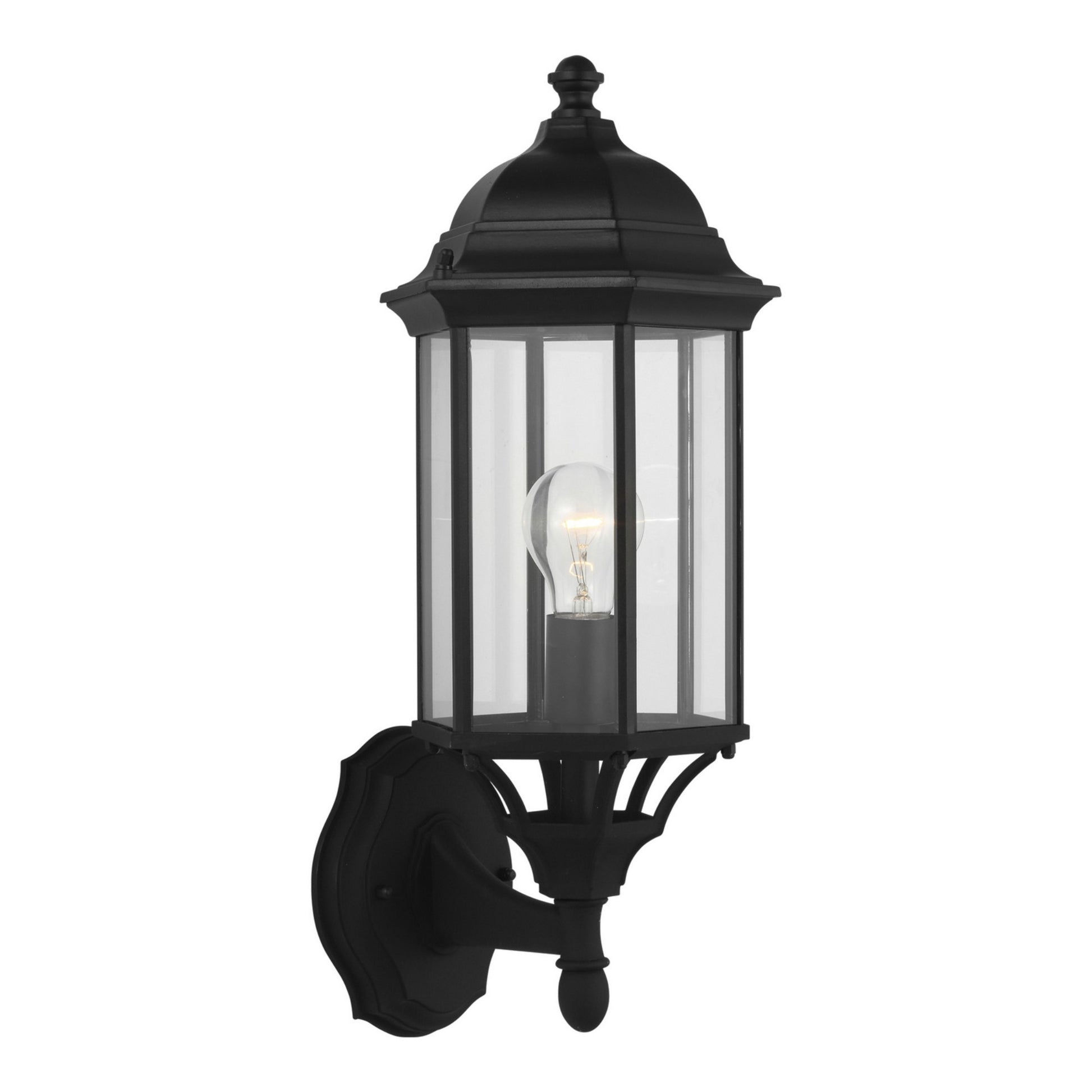 Sevier 19" Medium Uplight Outdoor Wall Lantern, Black Finish with Clear Glass - Bees Lighting