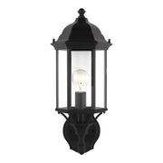 Sevier 19" Medium Uplight Outdoor Wall Lantern, Black Finish with Clear Glass - Bees Lighting