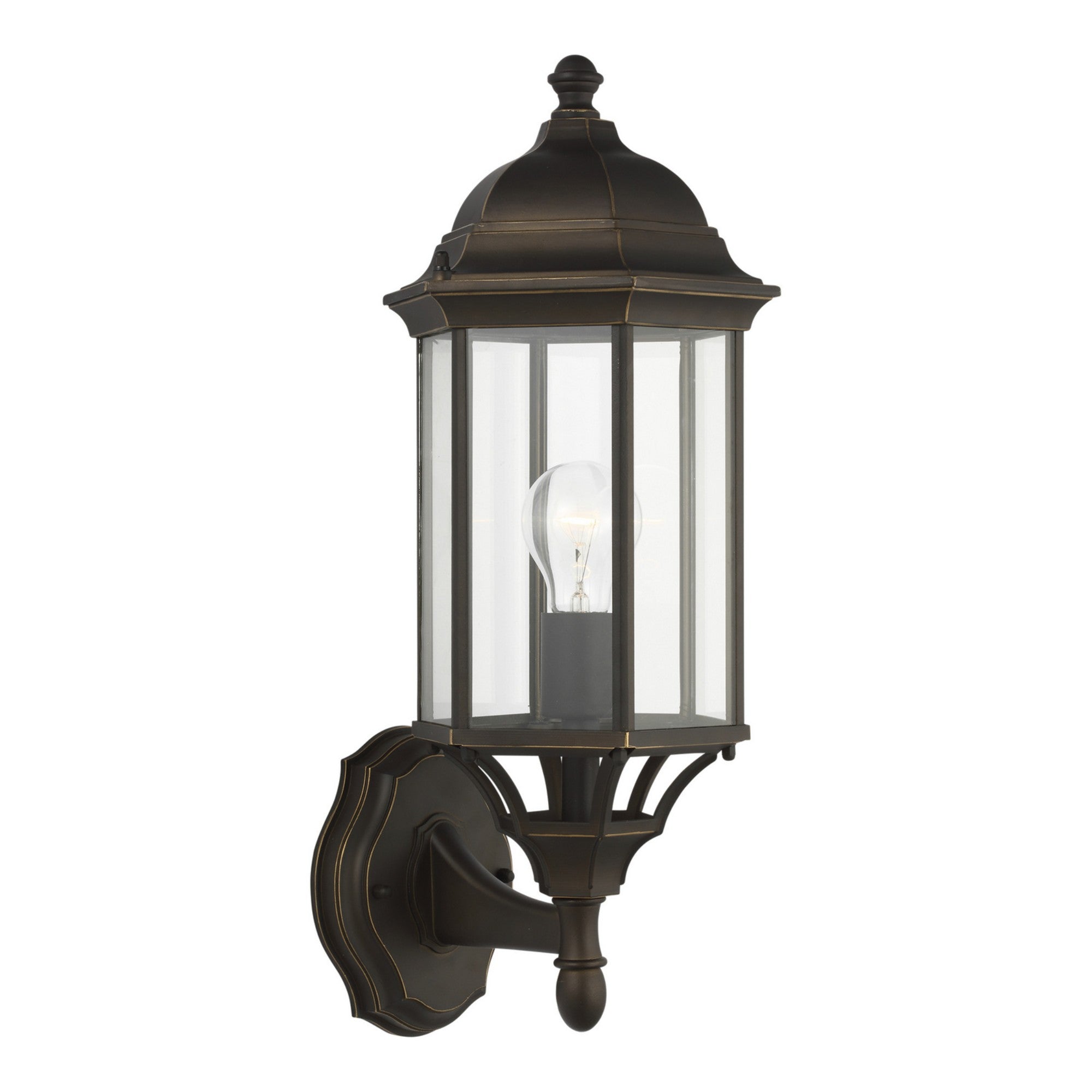 Sevier 19" Medium Uplight Outdoor Wall Lantern, Antique Bronze Finish with Clear Glass - Bees Lighting