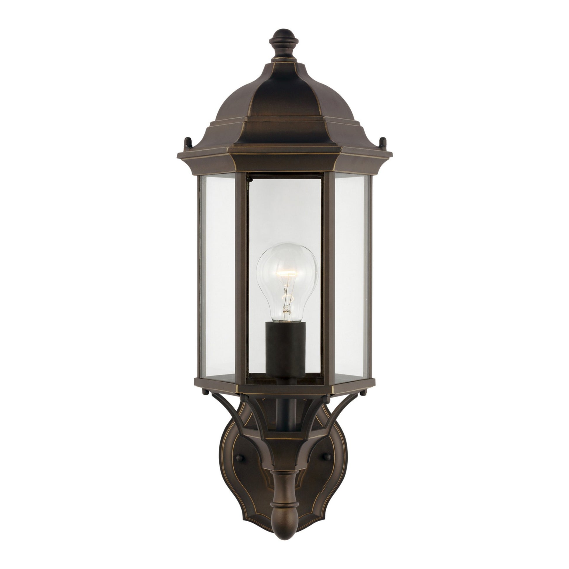 Sevier 19" Medium Uplight Outdoor Wall Lantern, Antique Bronze Finish with Clear Glass - Bees Lighting