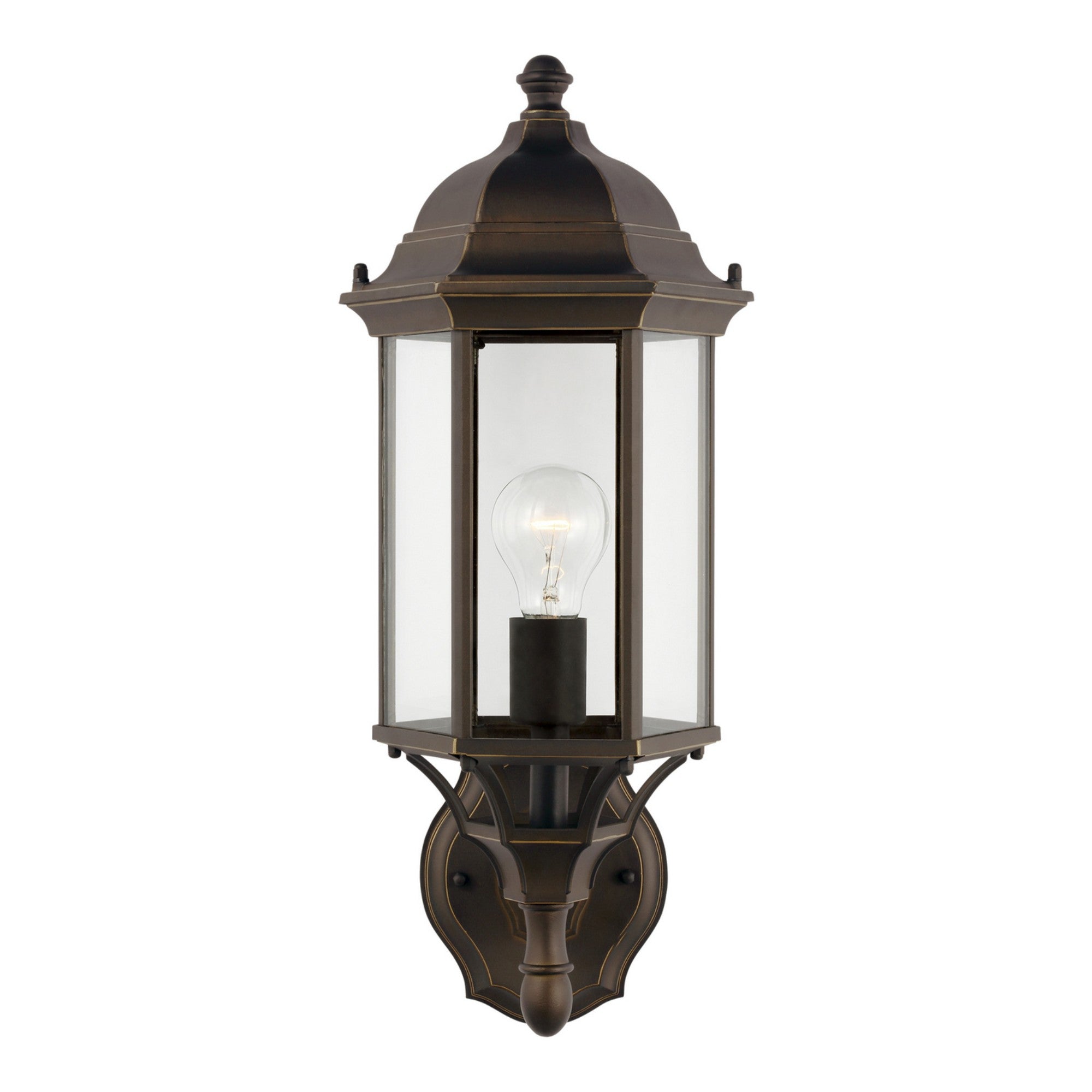 Sevier 19" Medium Uplight Outdoor Wall Lantern, Antique Bronze Finish with Clear Glass - Bees Lighting