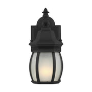 Wynfield 11" Small Outdoor Wall Lantern, Black Finish with Frosted Glass - Bees Lighting