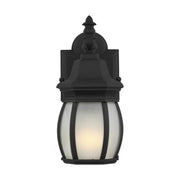 Wynfield 11" LED Small Outdoor Wall Lantern, Black Finish with Frosted Glass - Bees Lighting