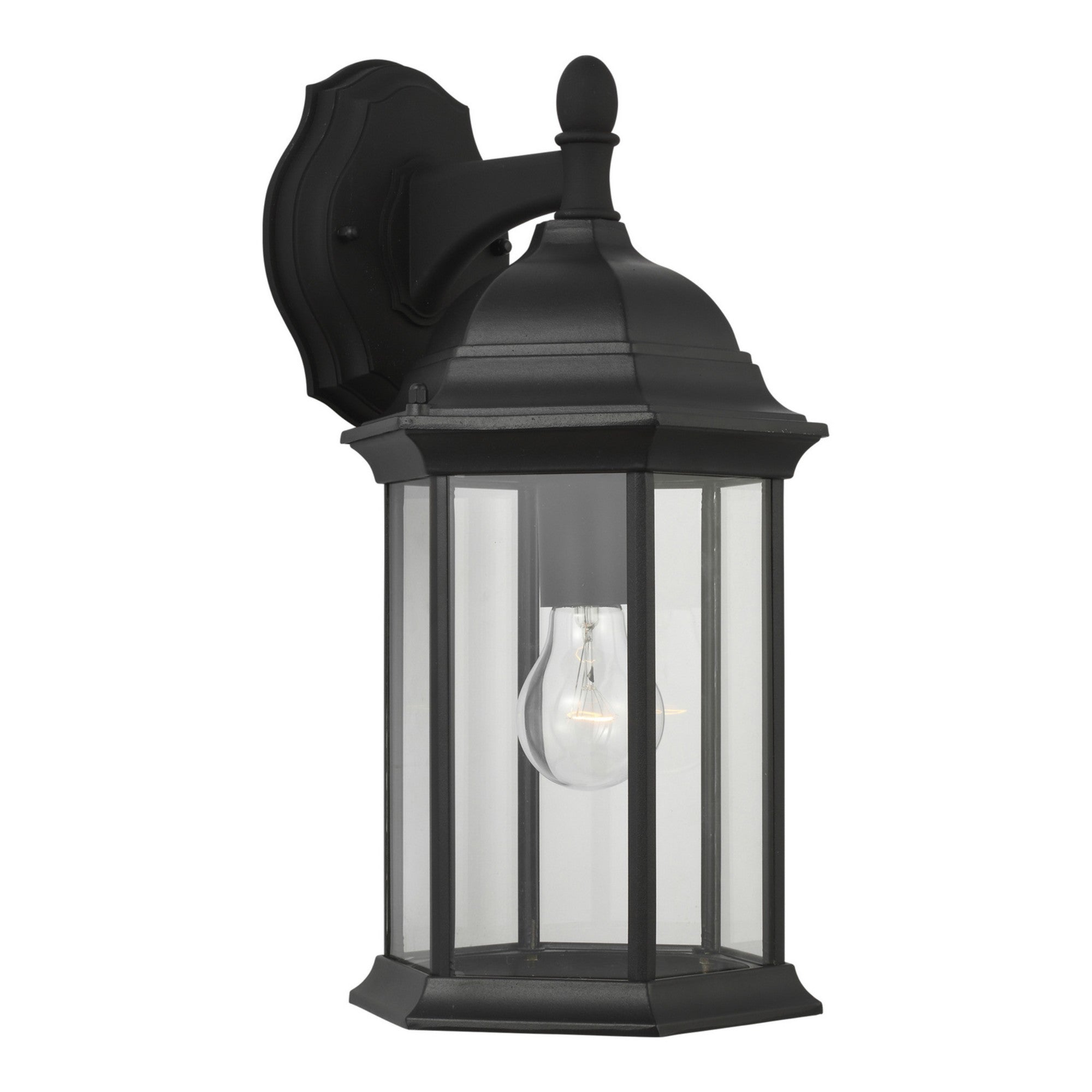 Sevier 16" Medium Downlight Outdoor Wall Lantern, Black Finish with Clear Glass - Bees Lighting