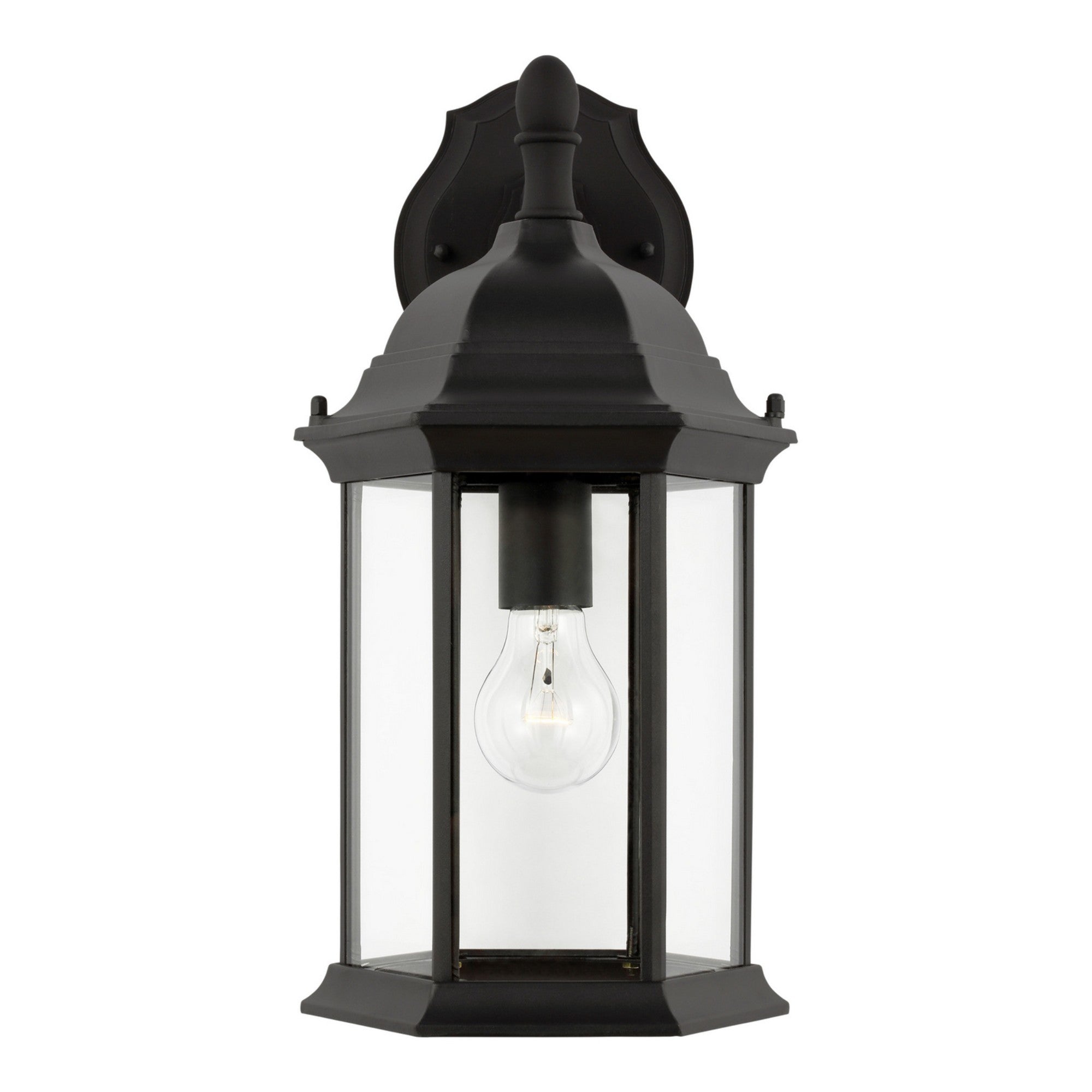 Sevier 16" Medium Downlight Outdoor Wall Lantern, Black Finish with Clear Glass - Bees Lighting