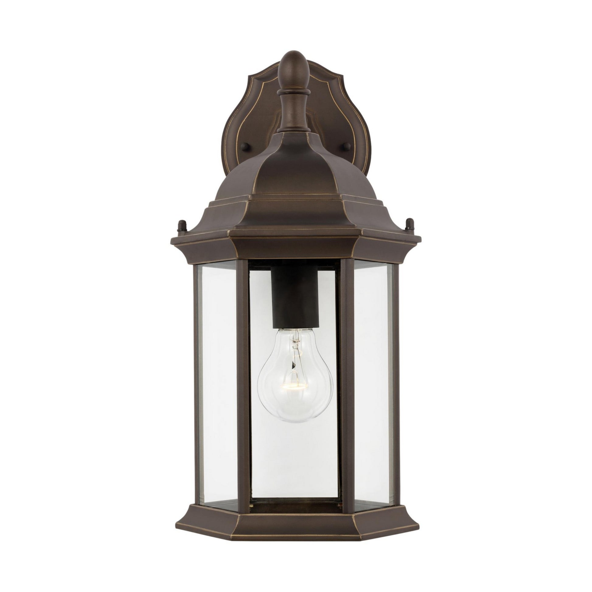 Sevier 16" Medium Downlight Outdoor Wall Lantern, Antique Bronze Finish with Clear Glass - Bees Lighting