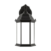 Sevier 16" Medium Downlight Outdoor Wall Lantern, Black Finish with Satin Etched Glass - Bees Lighting