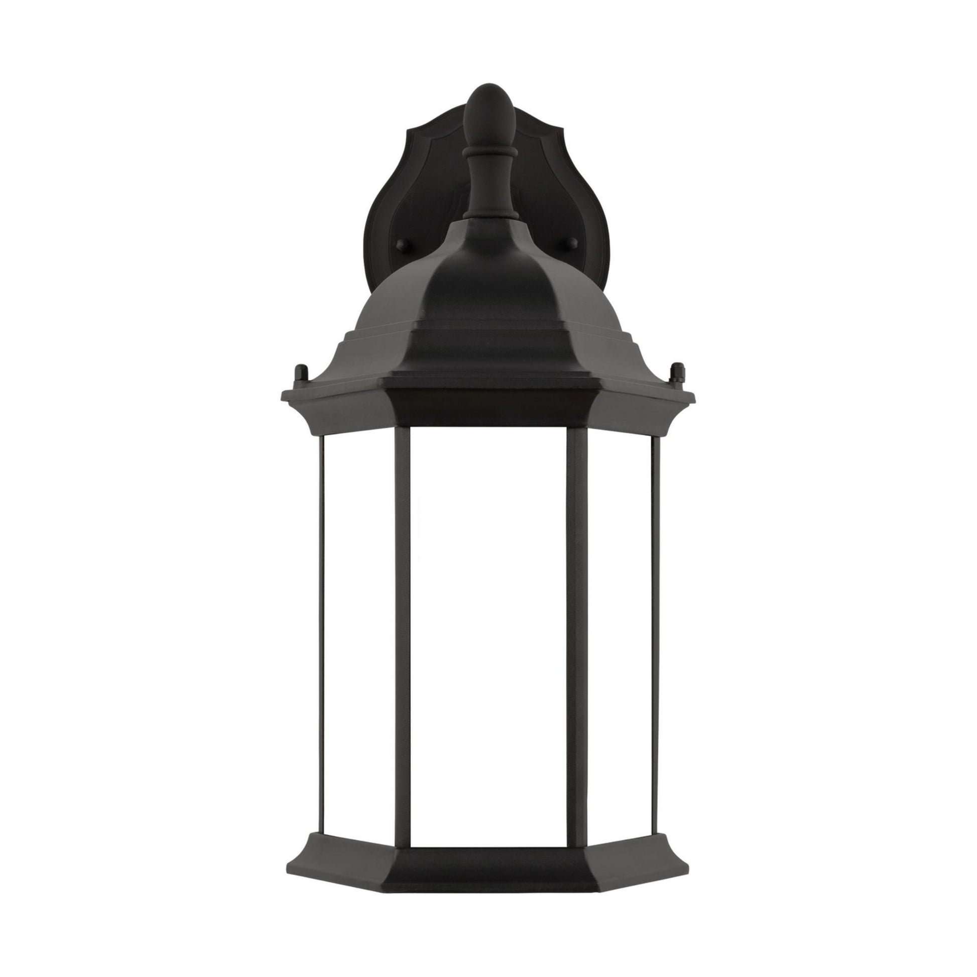 Sevier 16" Medium Downlight Outdoor Wall Lantern, Black Finish with Satin Etched Glass - Bees Lighting