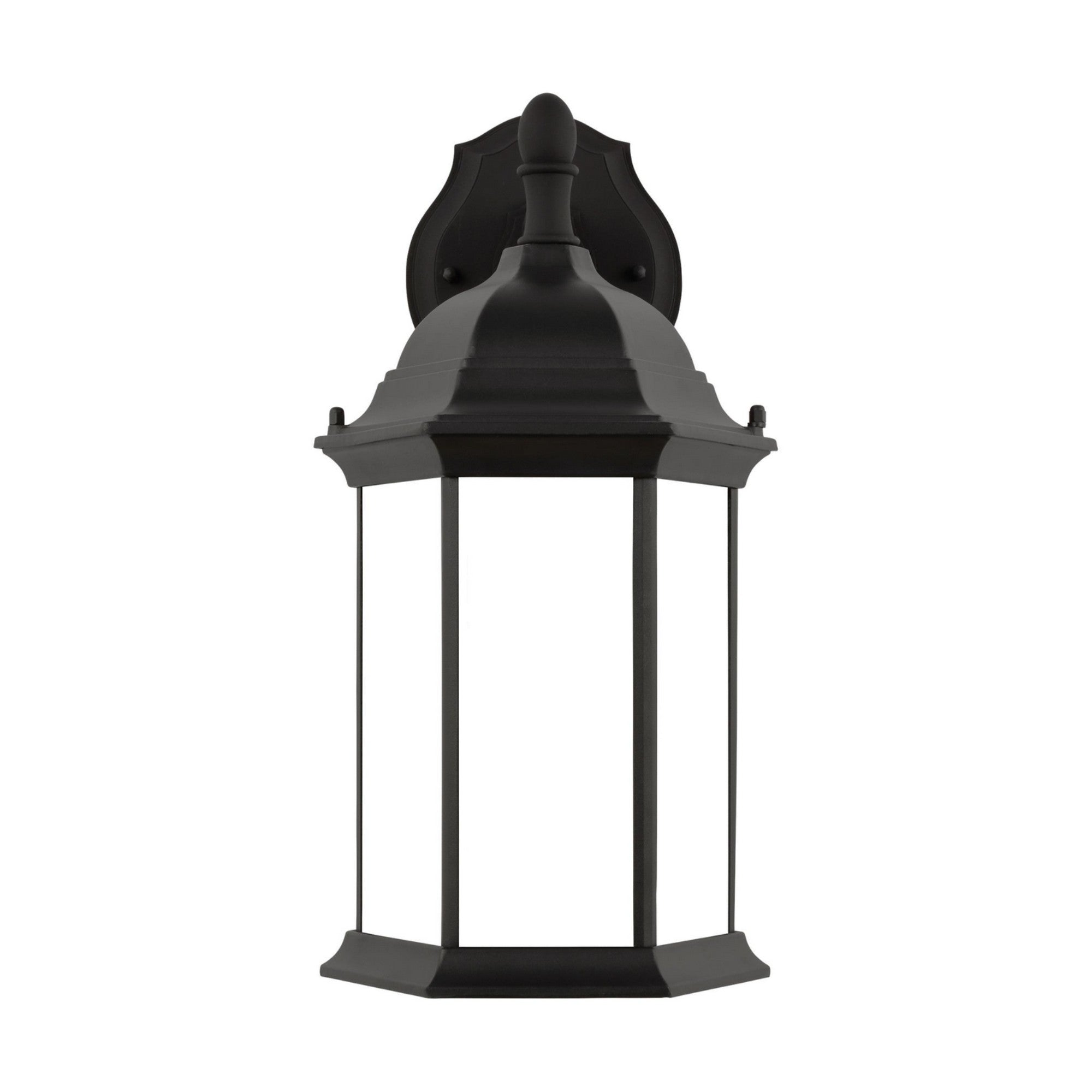 Sevier 16" Medium Downlight Outdoor Wall Lantern, Black Finish with Satin Etched Glass - Bees Lighting