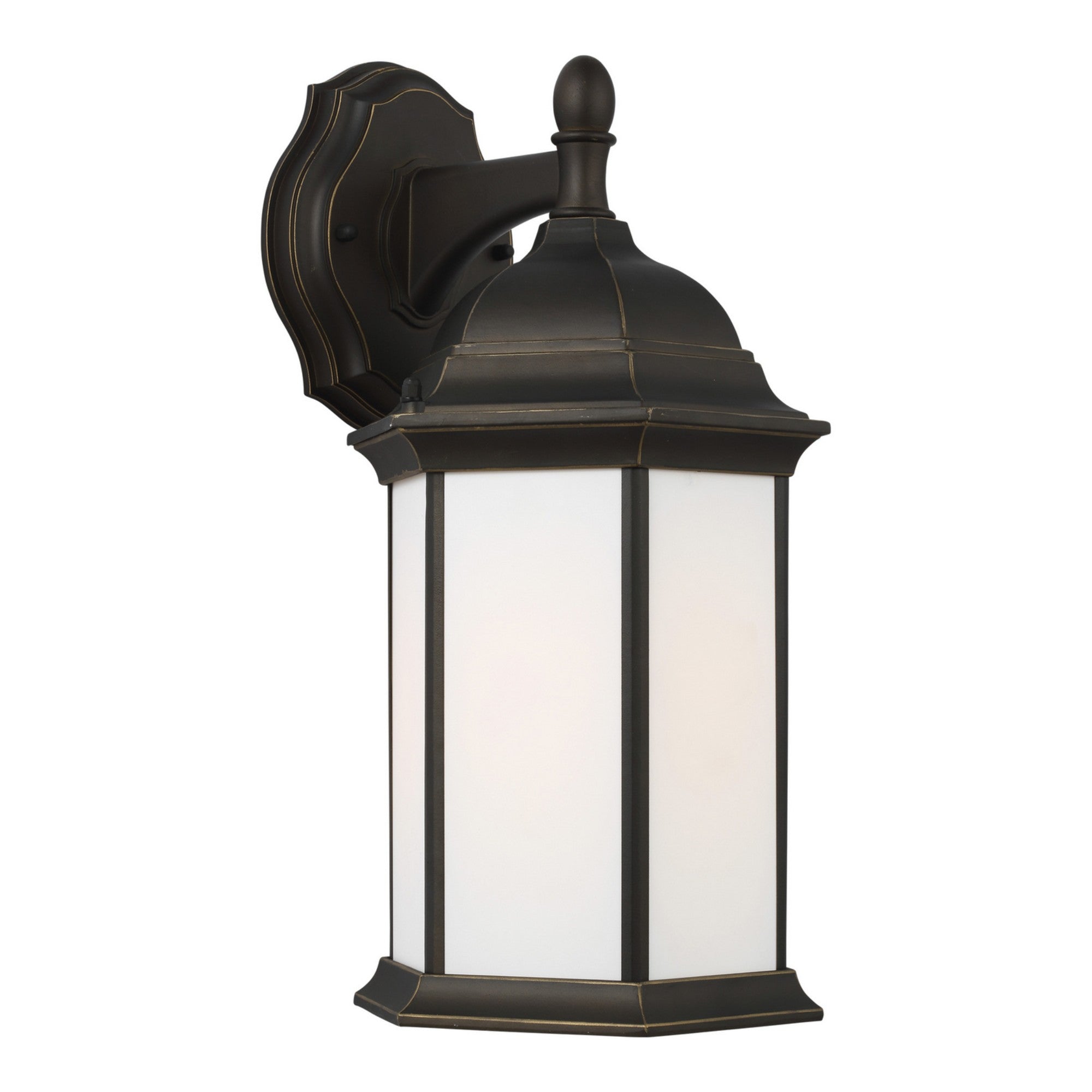Sevier 16" Medium Downlight Outdoor Wall Lantern, Antique Bronze Finish with Satin Etched Glass - Bees Lighting