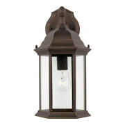 Sevier 16" Medium Downlight Outdoor Wall Lantern, Antique Bronze Finish with Satin Etched Glass - Bees Lighting