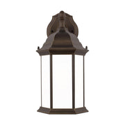 Sevier 16" LED Medium Downlight Outdoor Wall Lantern, Antique Bronze Finish with Satin Etched Glass - Bees Lighting