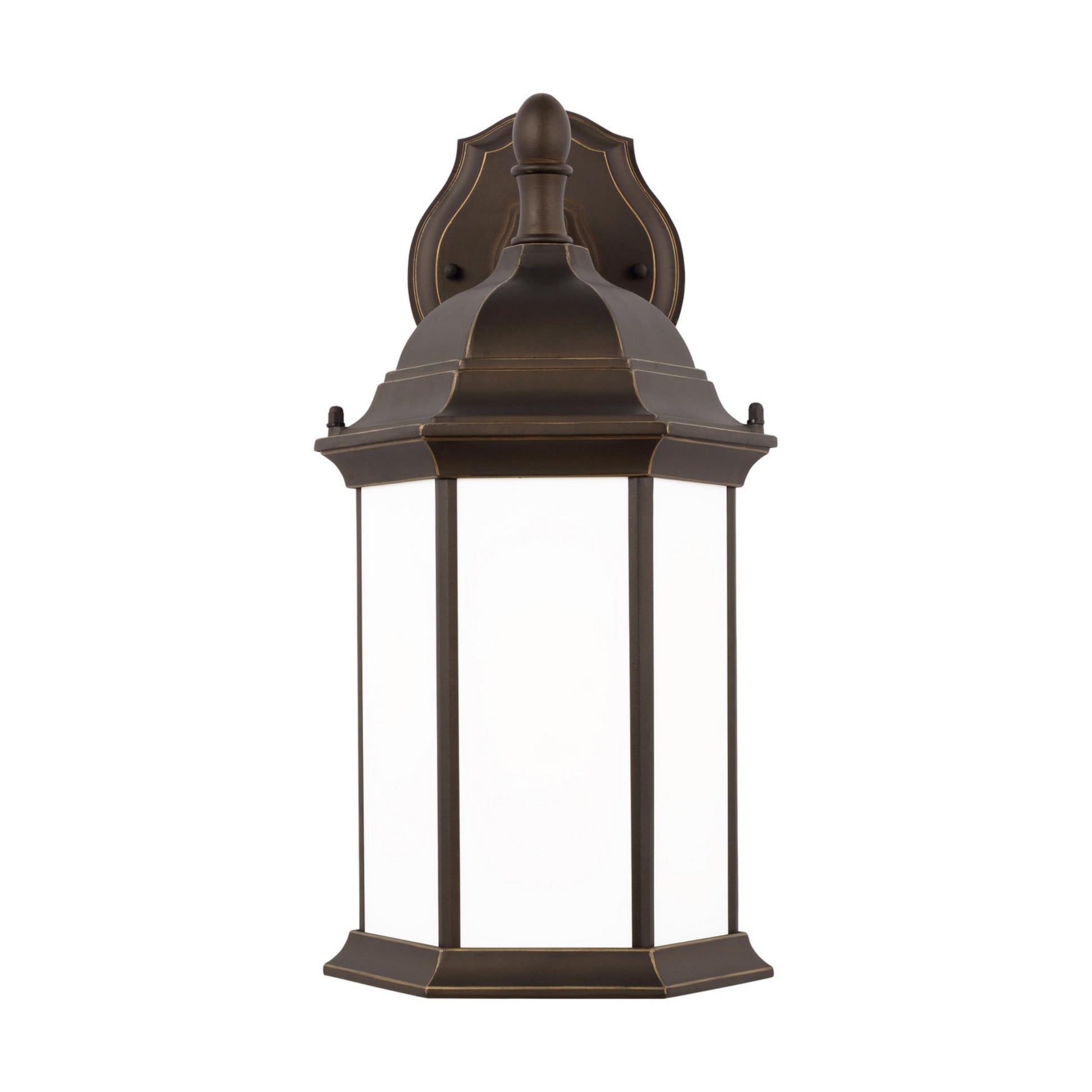 Sevier 16" LED Medium Downlight Outdoor Wall Lantern, Antique Bronze Finish with Satin Etched Glass - Bees Lighting