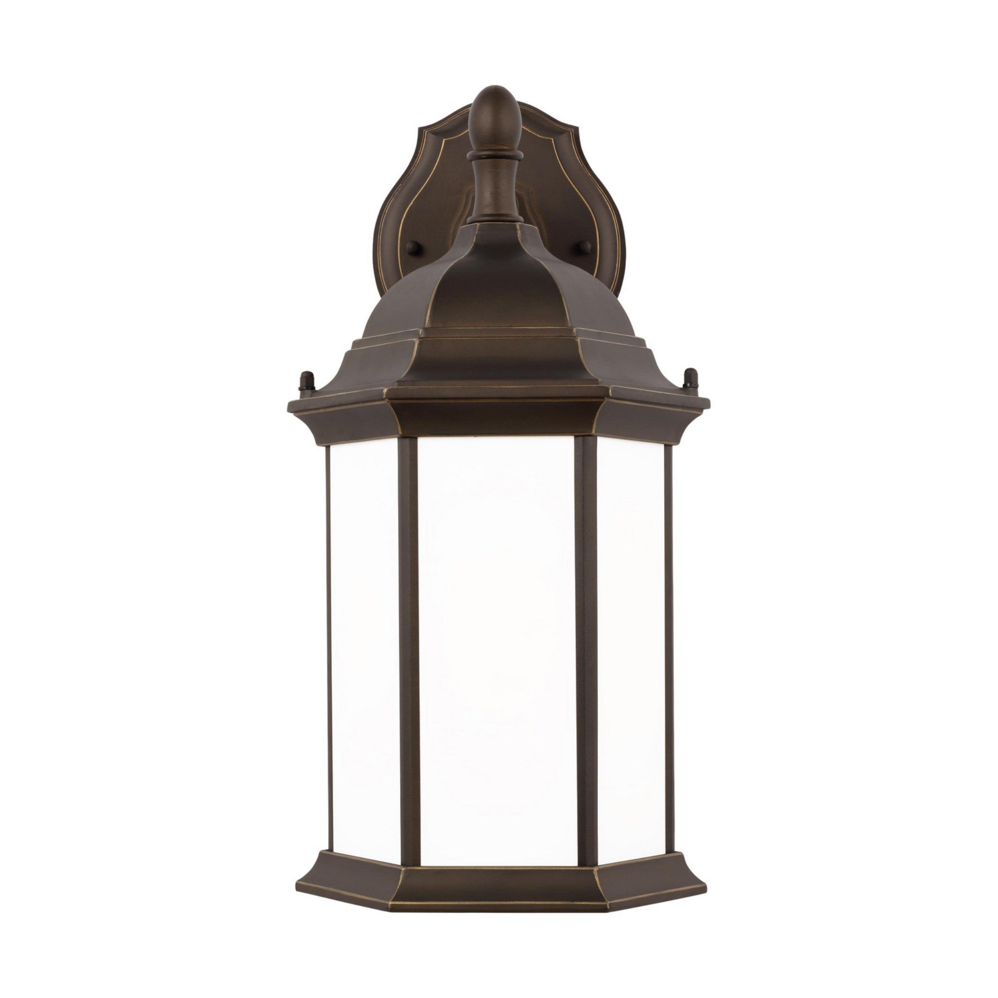 Sevier 16" LED Medium Downlight Outdoor Wall Lantern, Antique Bronze Finish with Satin Etched Glass - Bees Lighting
