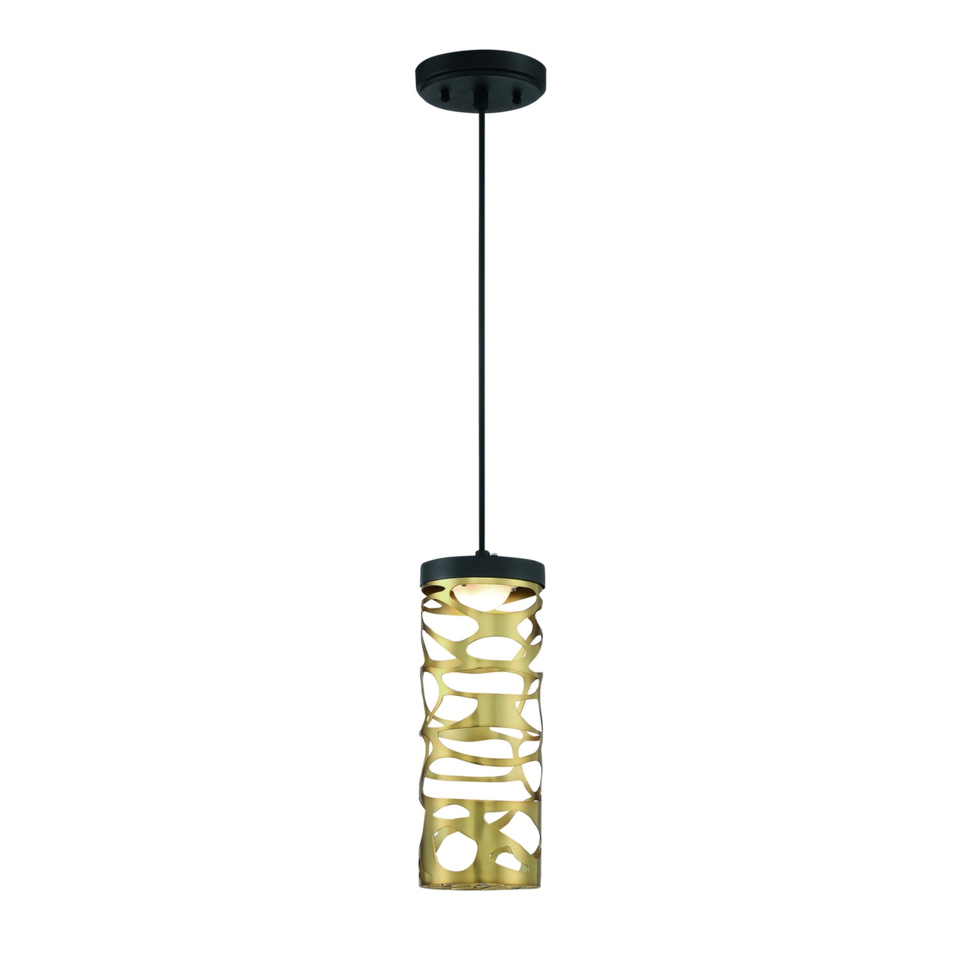 Golden Eclipse 13" LED Mini Pendant, Coal & Honey Gold Finish - Bees Lighting