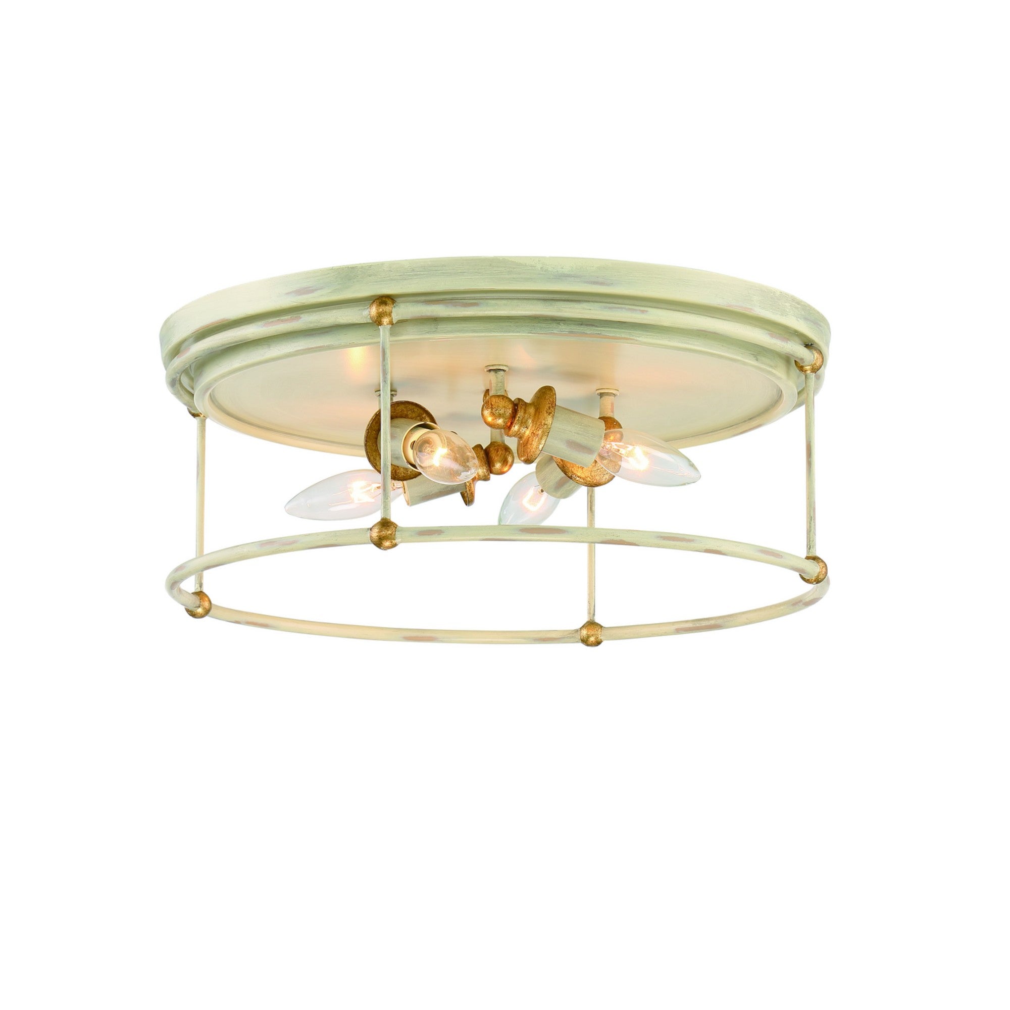 Westchester County 17" 4-Light Flush Mount, Farmhouse White & Gold Finish - Bees Lighting