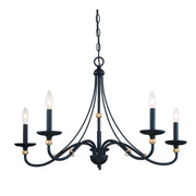 Westchester County 34" 5-Light Chandelier, Sand Coal & Gold Finish - Bees Lighting