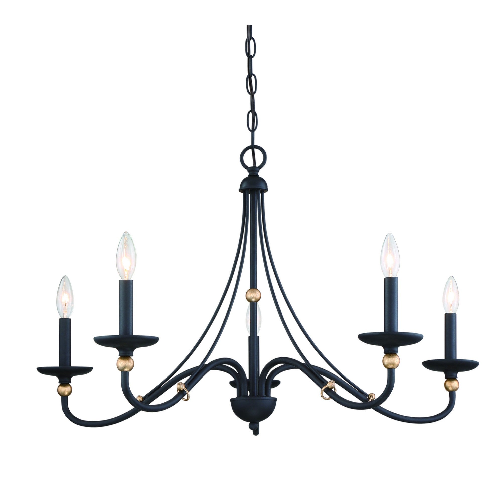 Westchester County 34" 5-Light Chandelier, Sand Coal & Gold Finish - Bees Lighting
