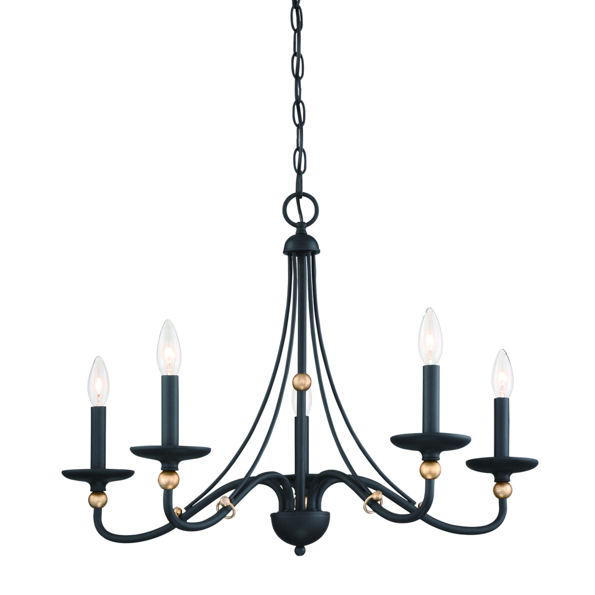 Westchester County 28" 5-Light Chandelier, Sand Coal & Gold Finish - Bees Lighting