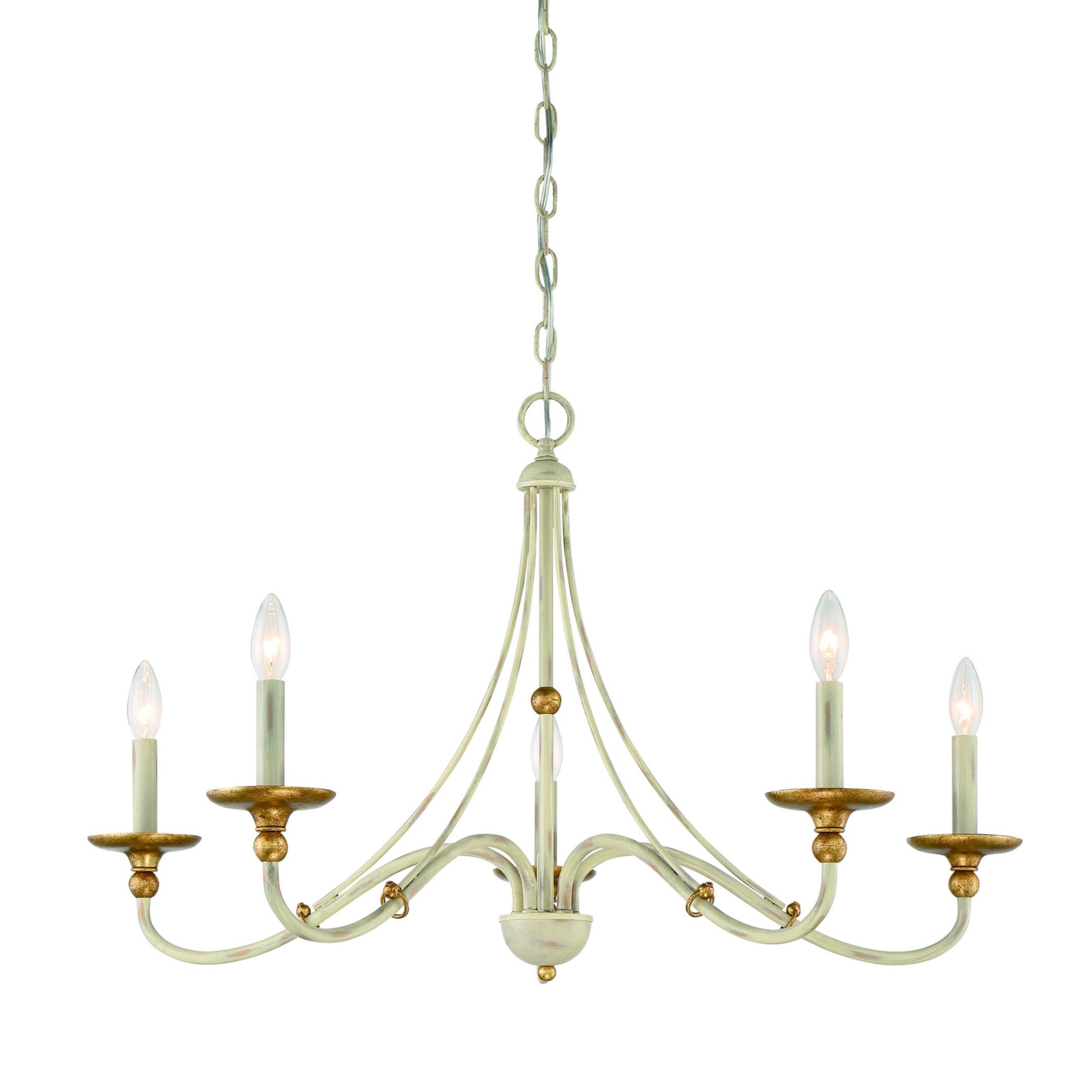 Westchester County 28" 5-Light Chandelier, Farmhouse White & Gold Finish - Bees Lighting