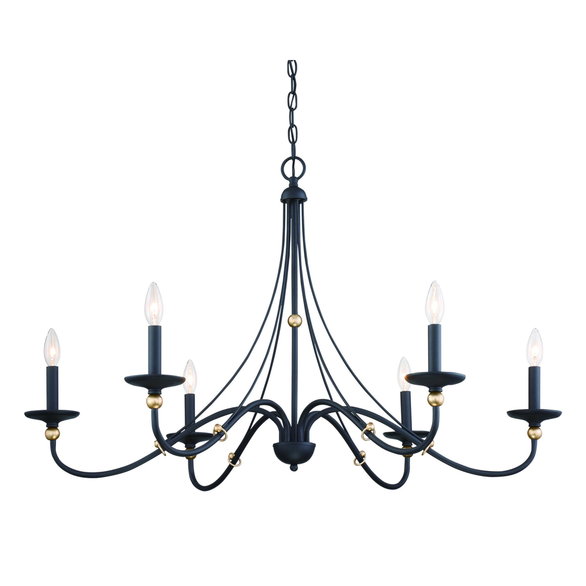 Westchester County 40" 6-Light Chandelier, Sand Coal & Gold Finish - Bees Lighting