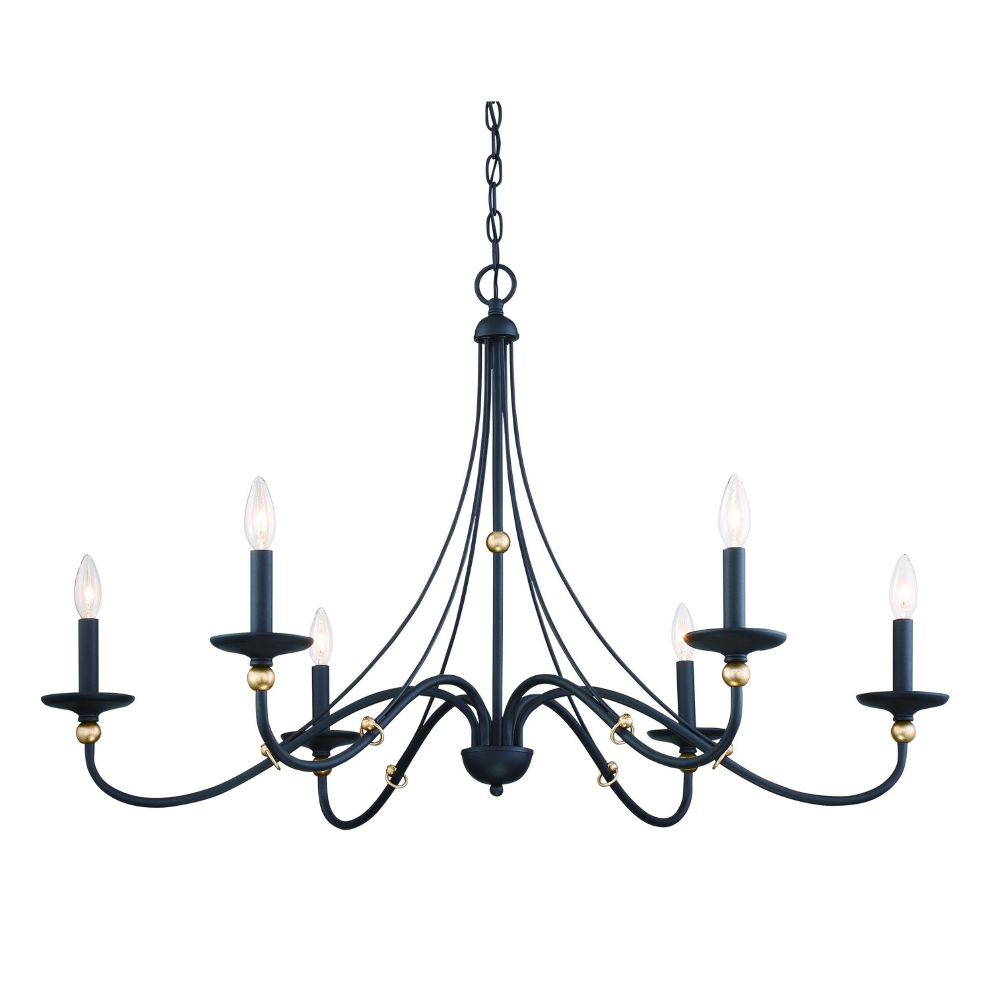 Westchester County 40" 6-Light Chandelier, Sand Coal & Gold Finish - Bees Lighting