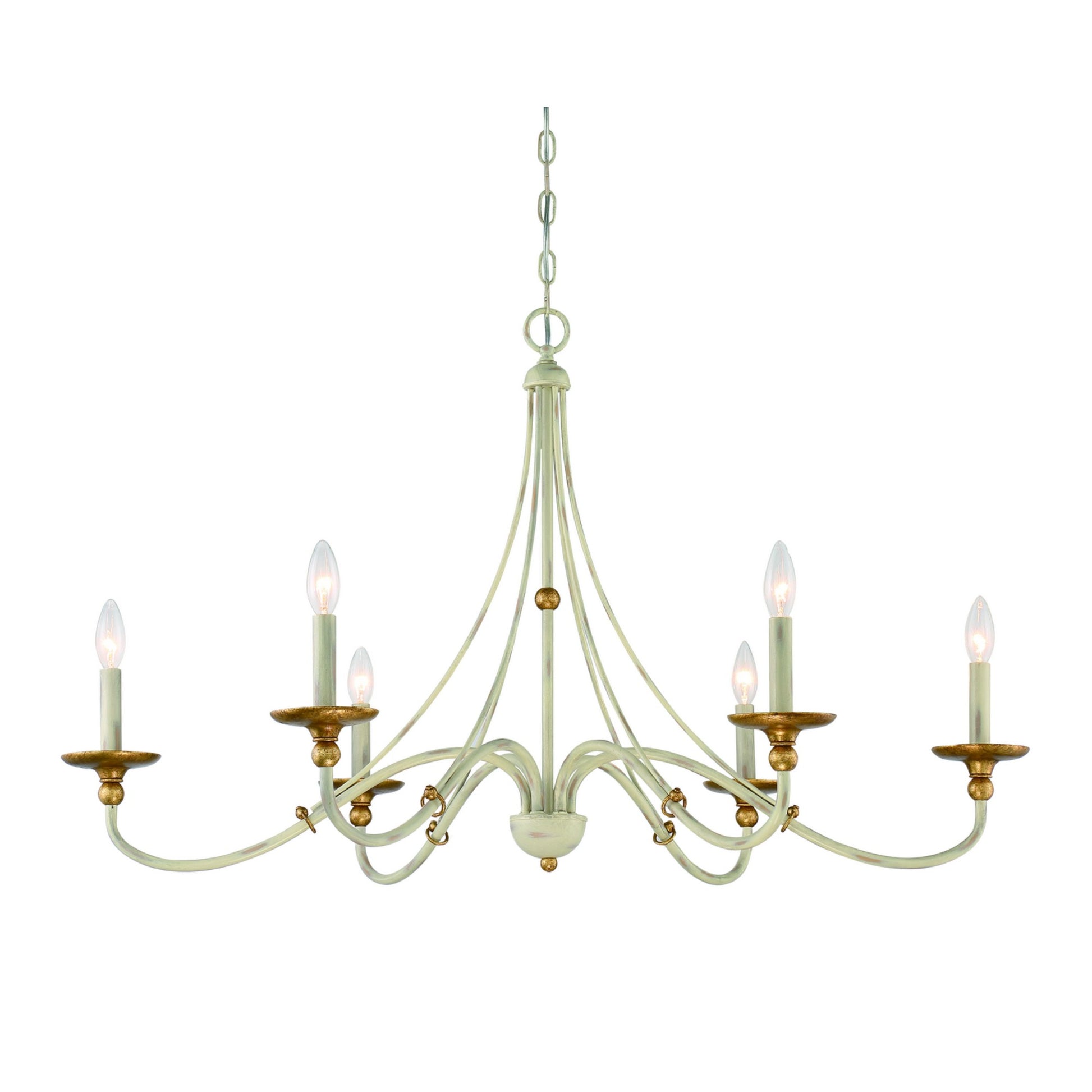 Westchester County 40" 6-Light Chandelier, Farmhouse White & Gold Finish - Bees Lighting