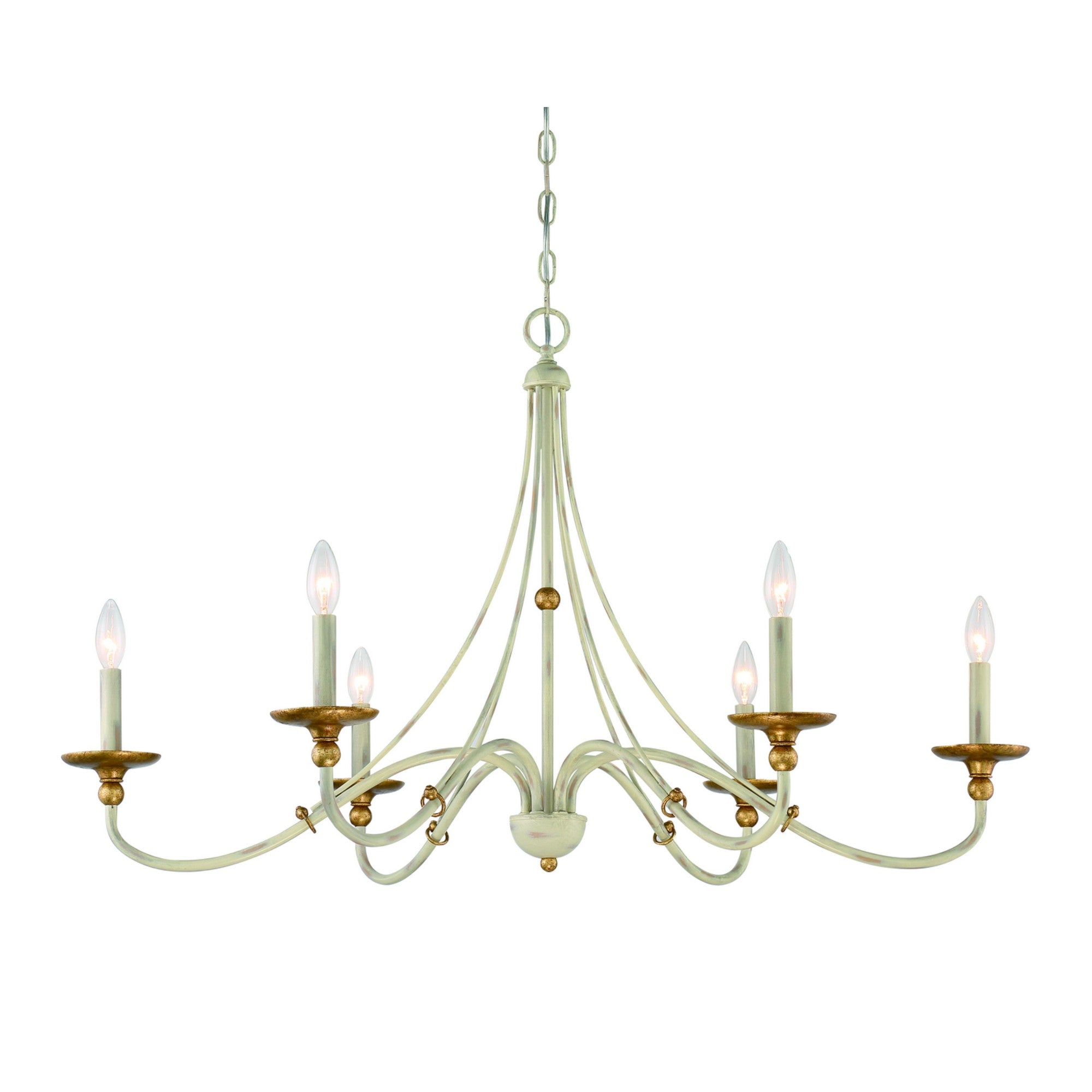 Westchester County 40" 6-Light Chandelier, Farmhouse White & Gold Finish - Bees Lighting