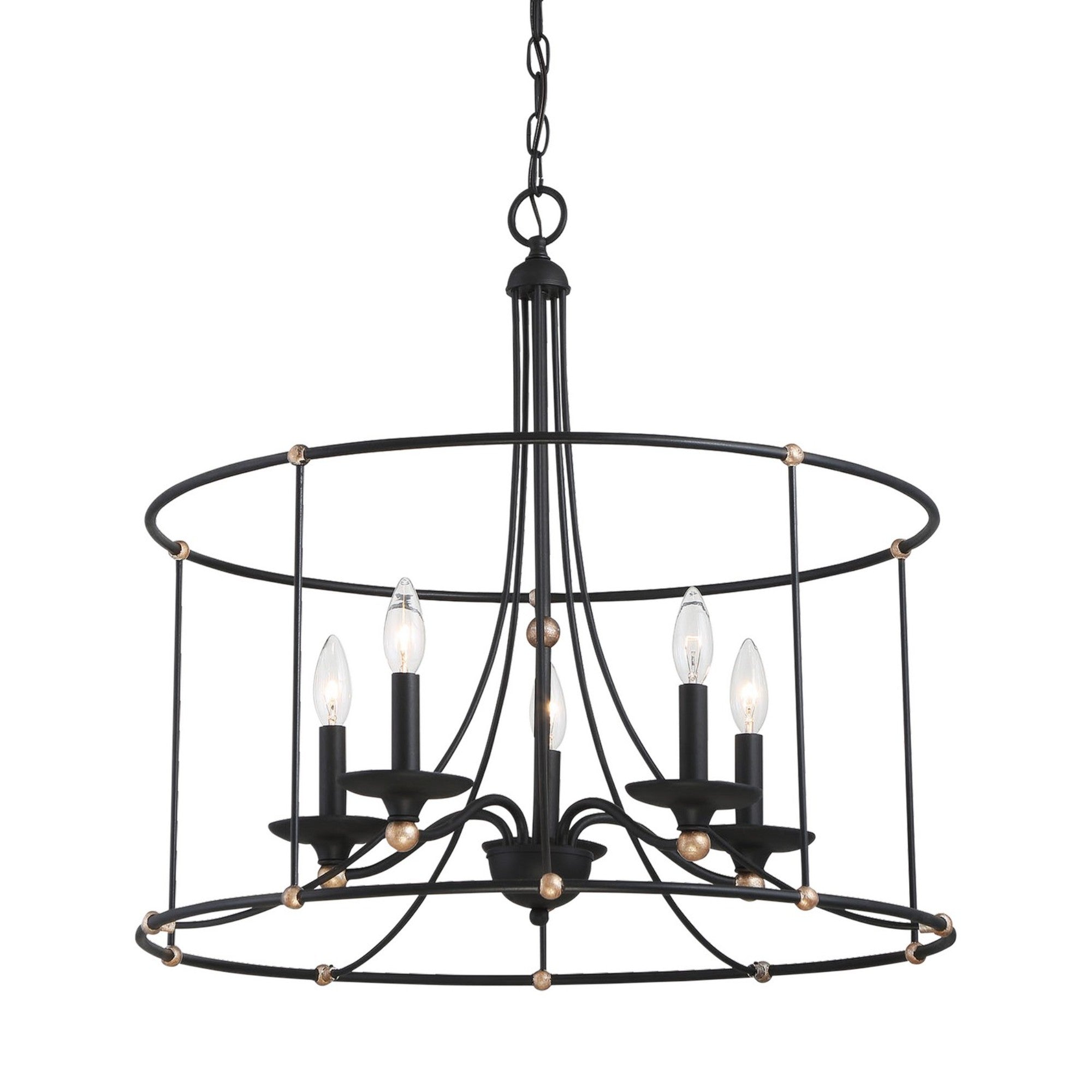 Westchester County 25" 5-Light Chandelier, Sand Coal & Gold Finish - Bees Lighting