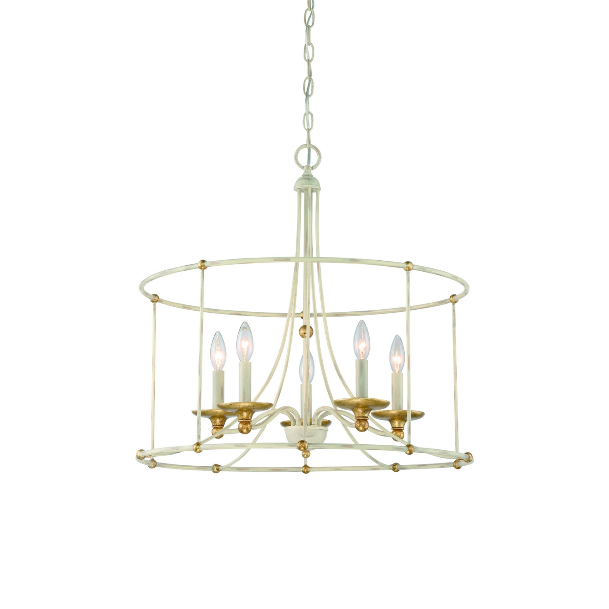 Westchester County 25" 5-Light Chandelier, Farmhouse White & Gold Finish - Bees Lighting