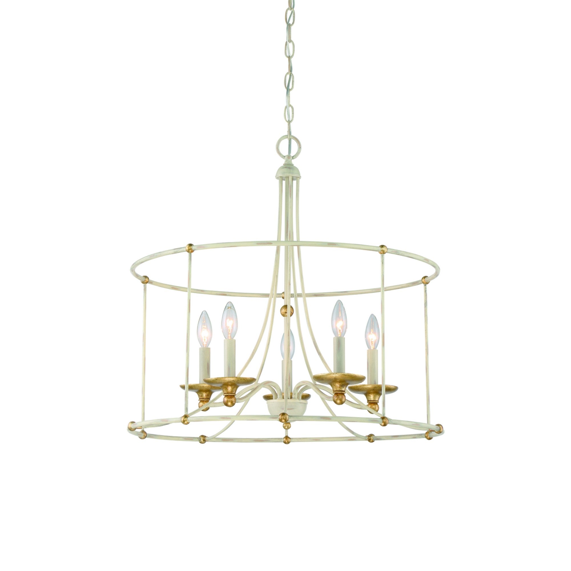 Westchester County 25" 5-Light Chandelier, Farmhouse White & Gold Finish - Bees Lighting