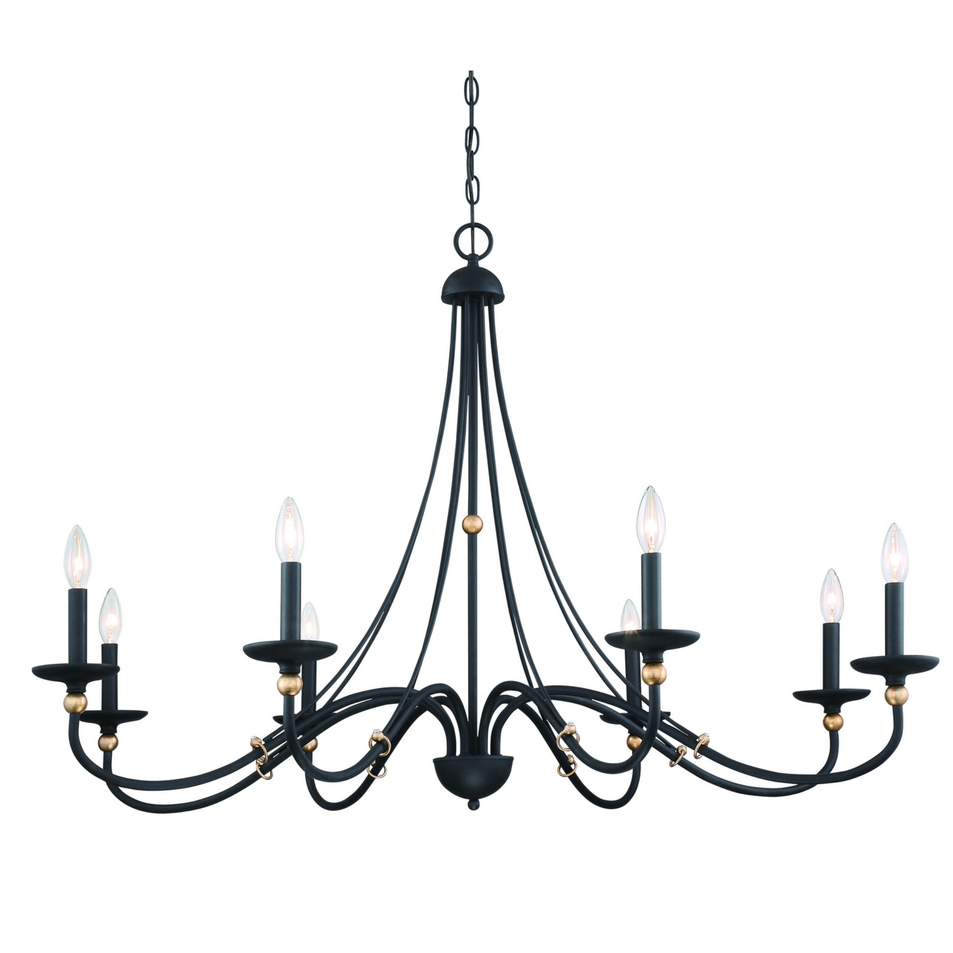 Westchester County 46" 8-Light Chandelier, Sand Coal & Gold Finish - Bees Lighting