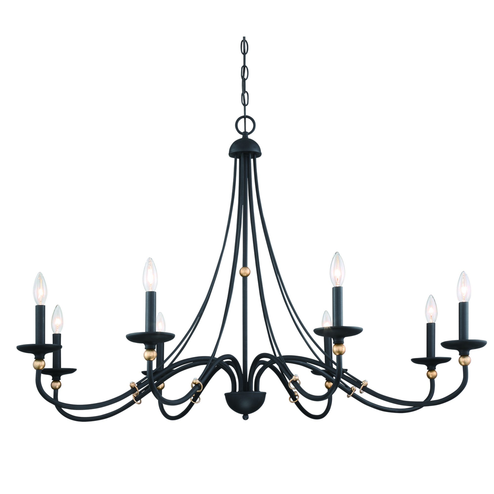 Westchester County 46" 8-Light Chandelier, Sand Coal & Gold Finish - Bees Lighting