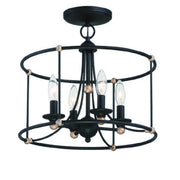 Westchester County 16" 4-Light Semi-Flush Mount, Sand Coal & Gold Finish - Bees Lighting