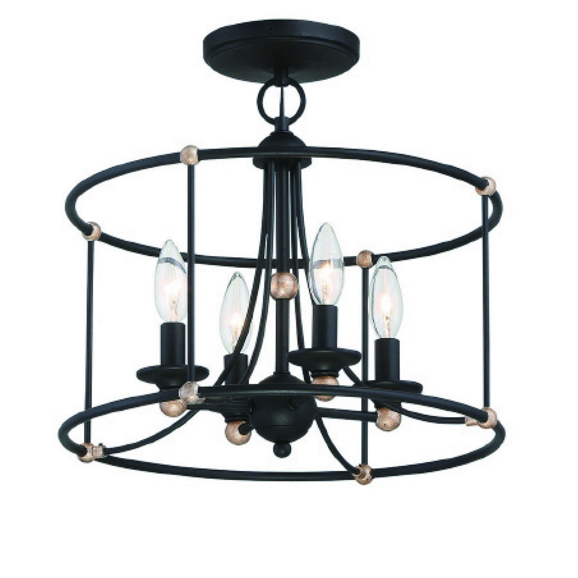 Westchester County 16" 4-Light Semi-Flush Mount, Sand Coal & Gold Finish - Bees Lighting