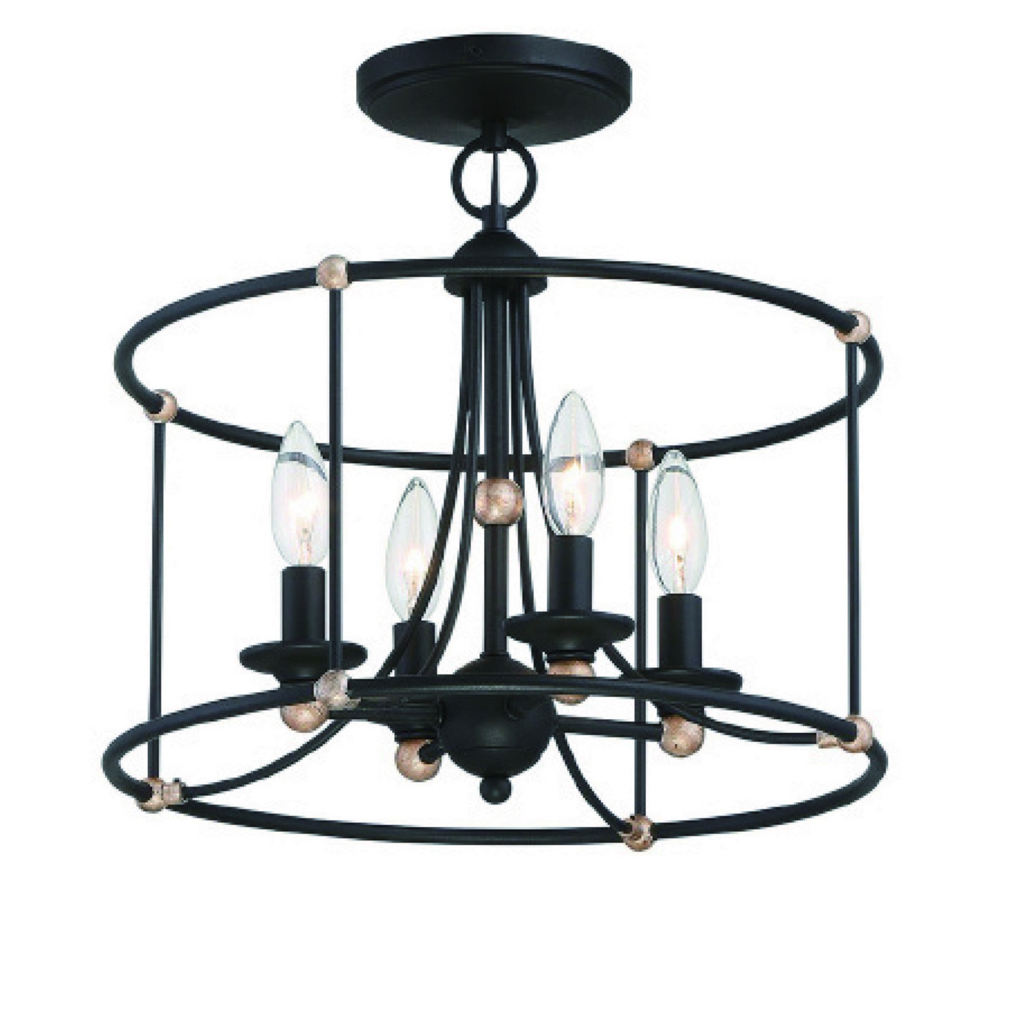 Westchester County 16" 4-Light Semi-Flush Mount, Sand Coal & Gold Finish - Bees Lighting