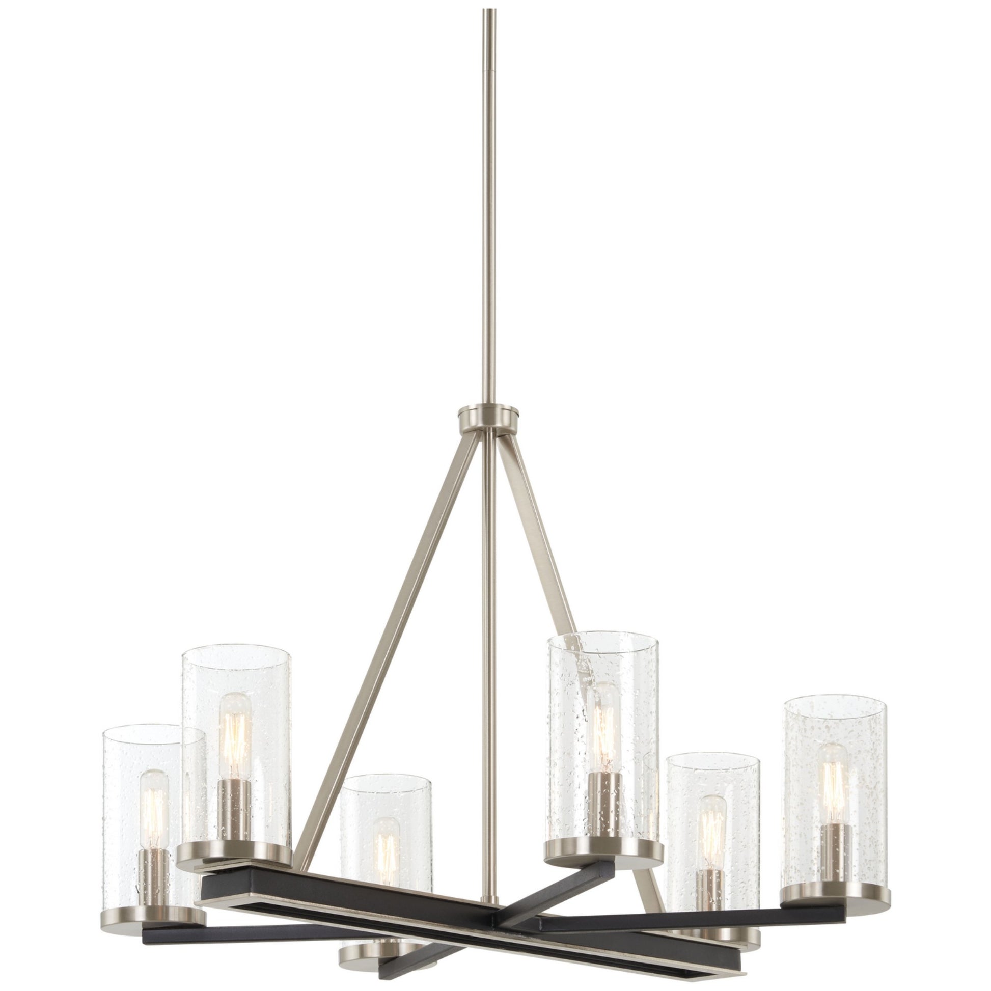 Cole's Crossing 26" 6-Light Chandelier, Coal & Brushed Nickel Finish - Bees Lighting