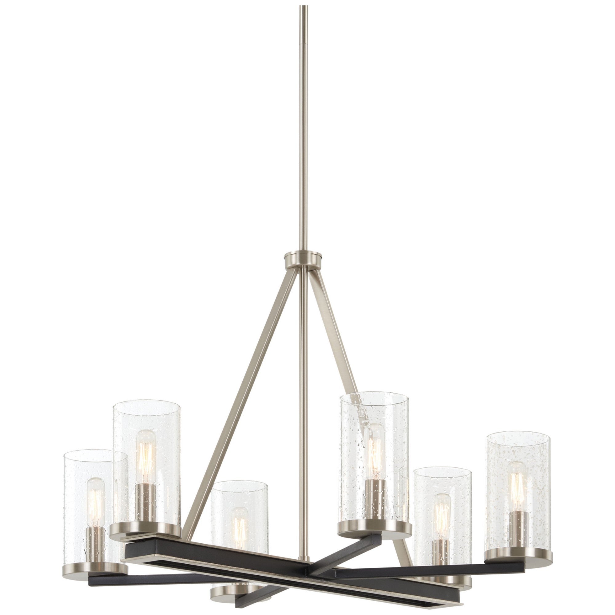 Cole's Crossing 26" 6-Light Chandelier, Coal & Brushed Nickel Finish - Bees Lighting
