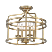Covent Park 16" 4-Light Semi-Flush Mount, Brushed Honey Gold Finish - Bees Lighting