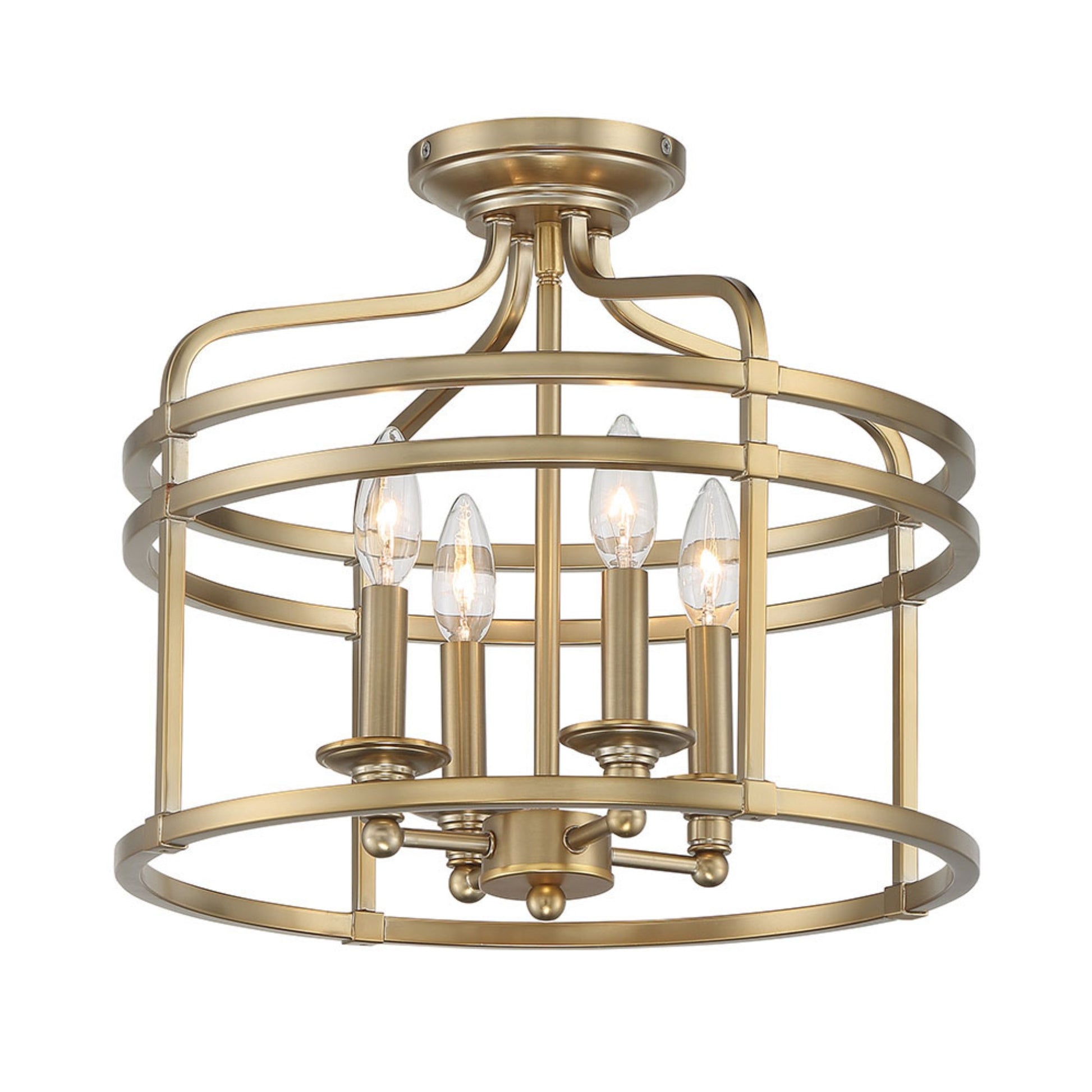 Covent Park 16" 4-Light Semi-Flush Mount, Brushed Honey Gold Finish - Bees Lighting