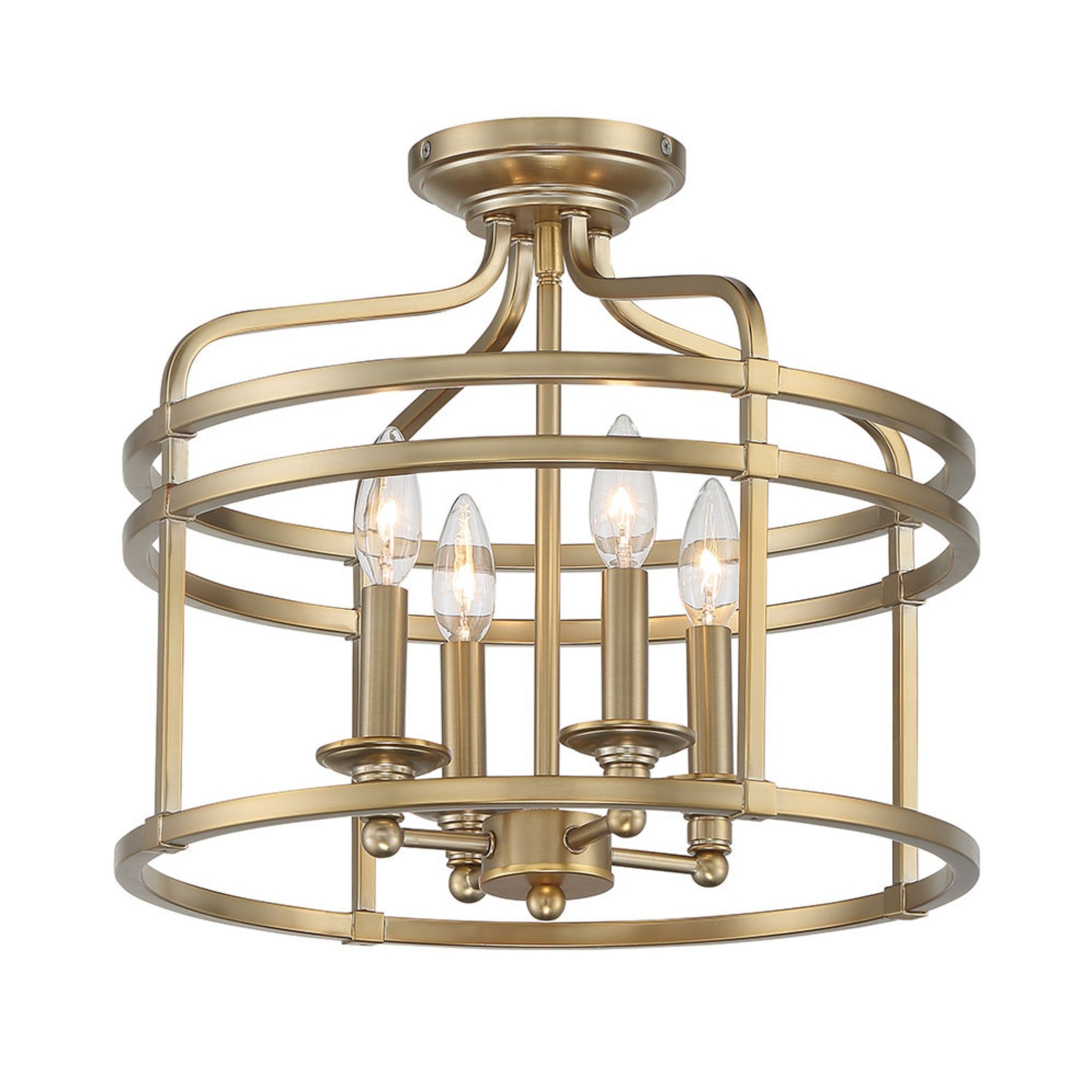 Covent Park 16" 4-Light Semi-Flush Mount, Brushed Honey Gold Finish - Bees Lighting