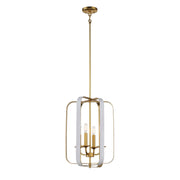 Aureum 14" 4-Light Pendant, Matte White & Honey Gold Finish - Bees Lighting