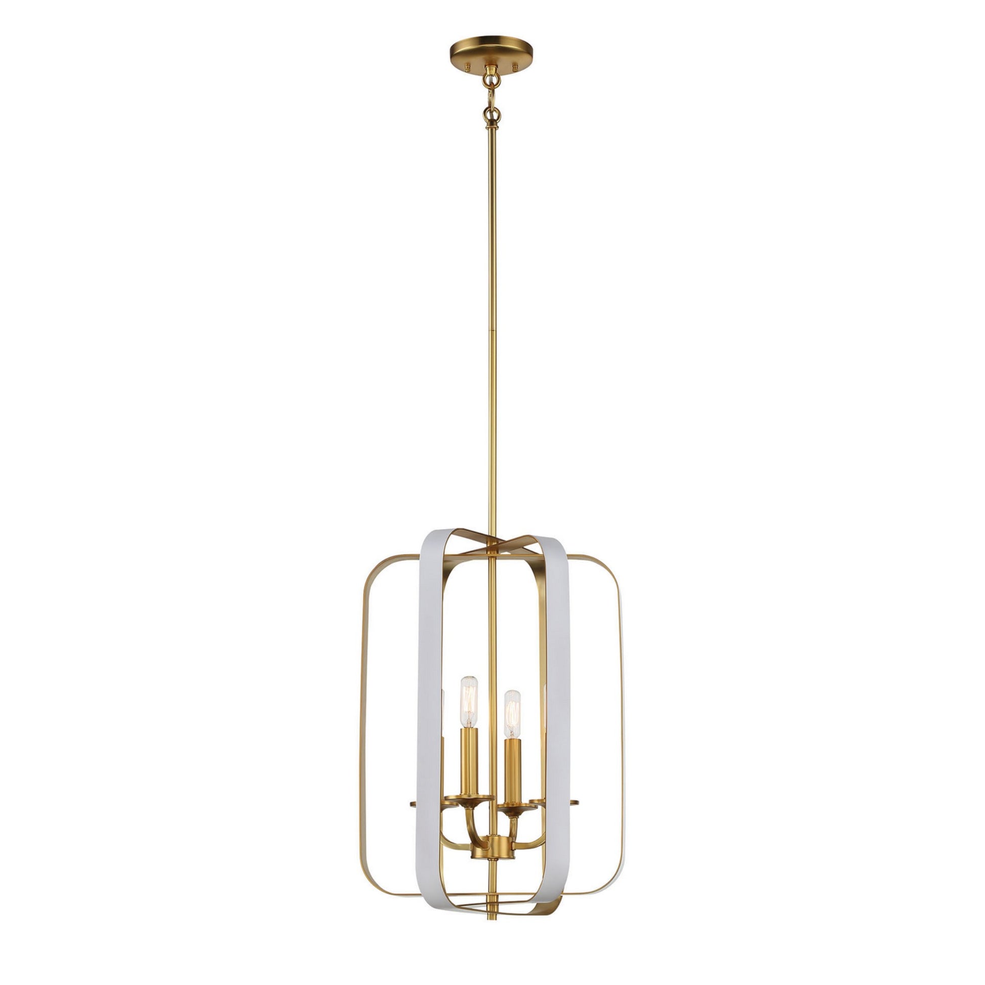 Aureum 14" 4-Light Pendant, Matte White & Honey Gold Finish - Bees Lighting