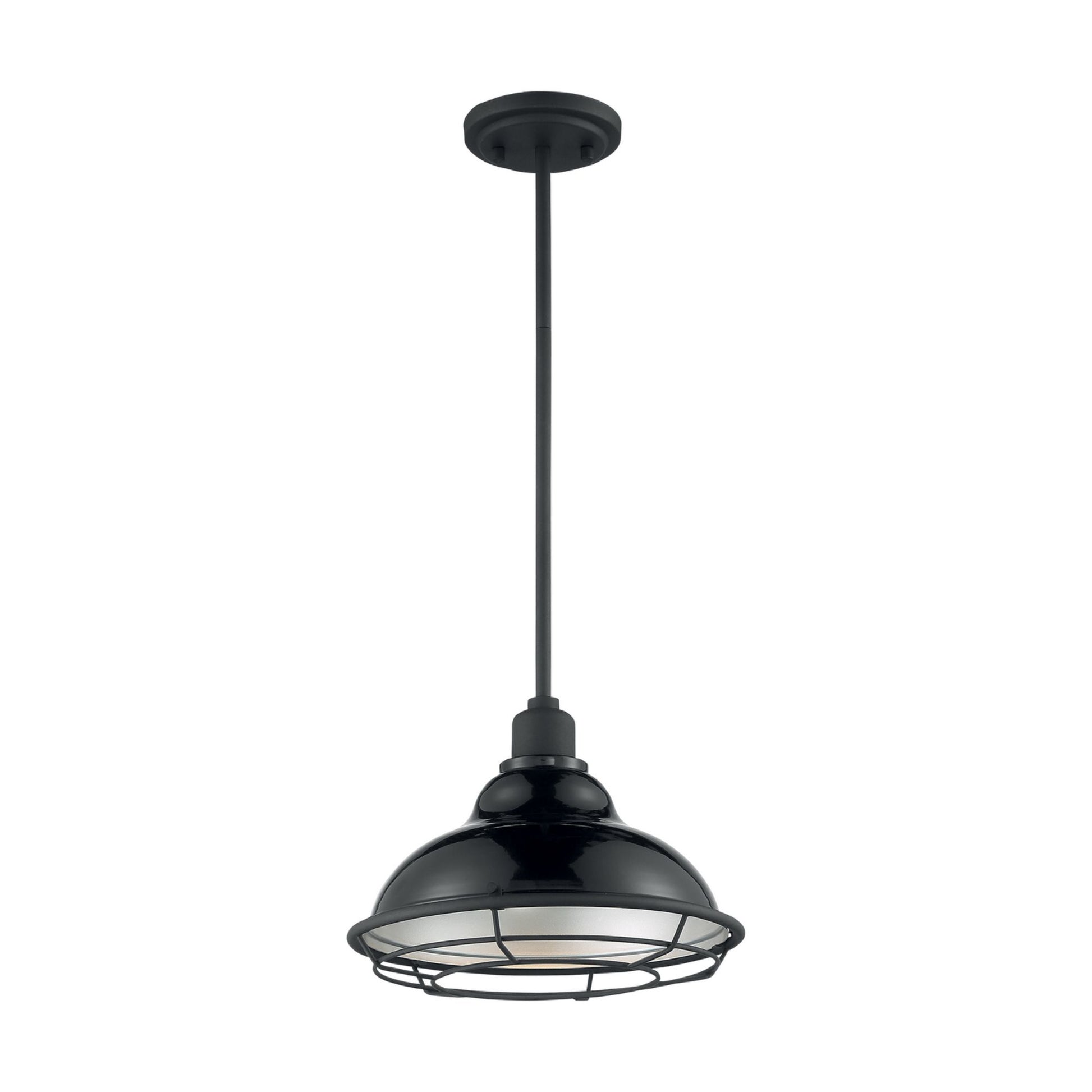 Newbridge 12" Pendant, Gloss Black / Silver Finish - Bees Lighting