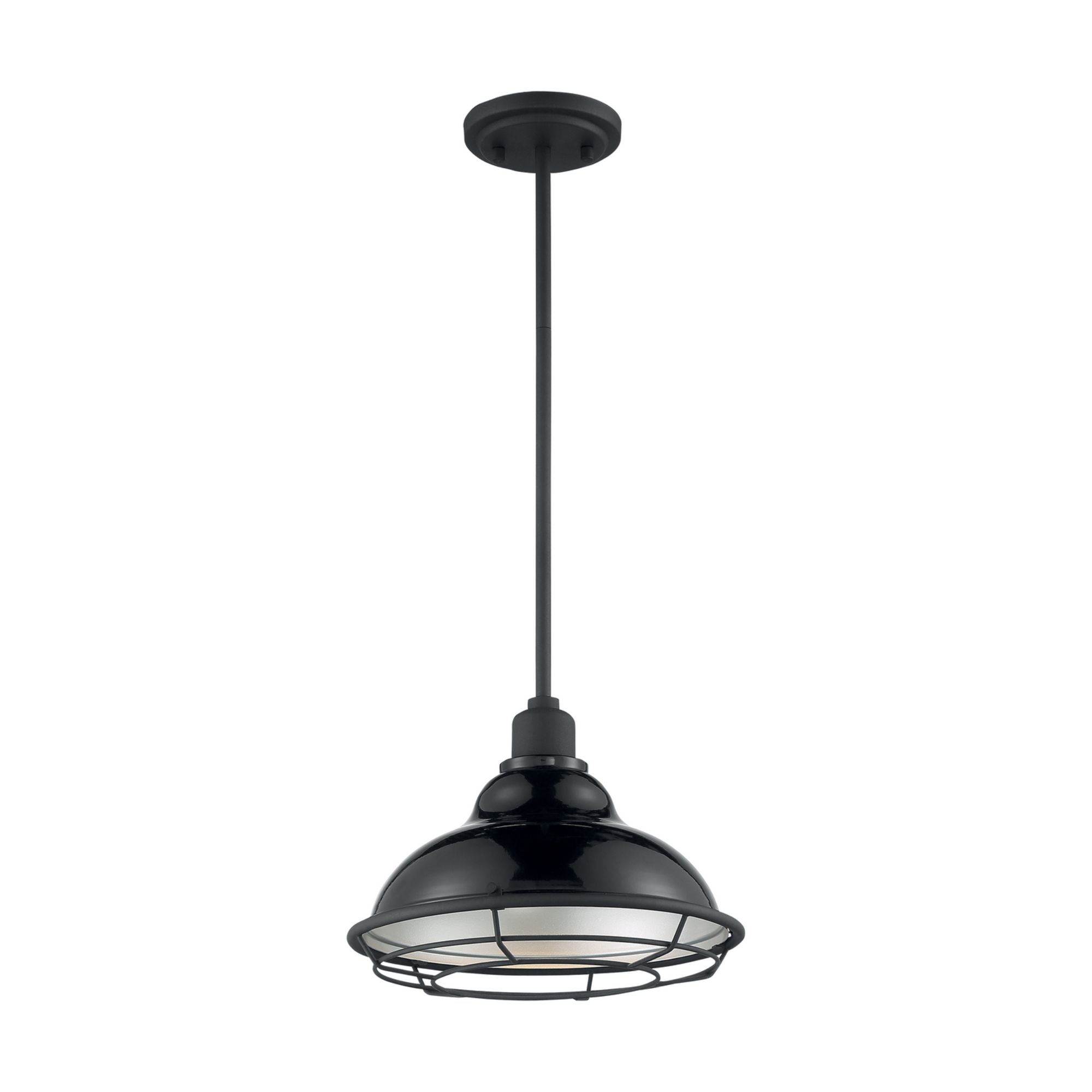 Newbridge 12" Pendant, Gloss Black / Silver Finish - Bees Lighting