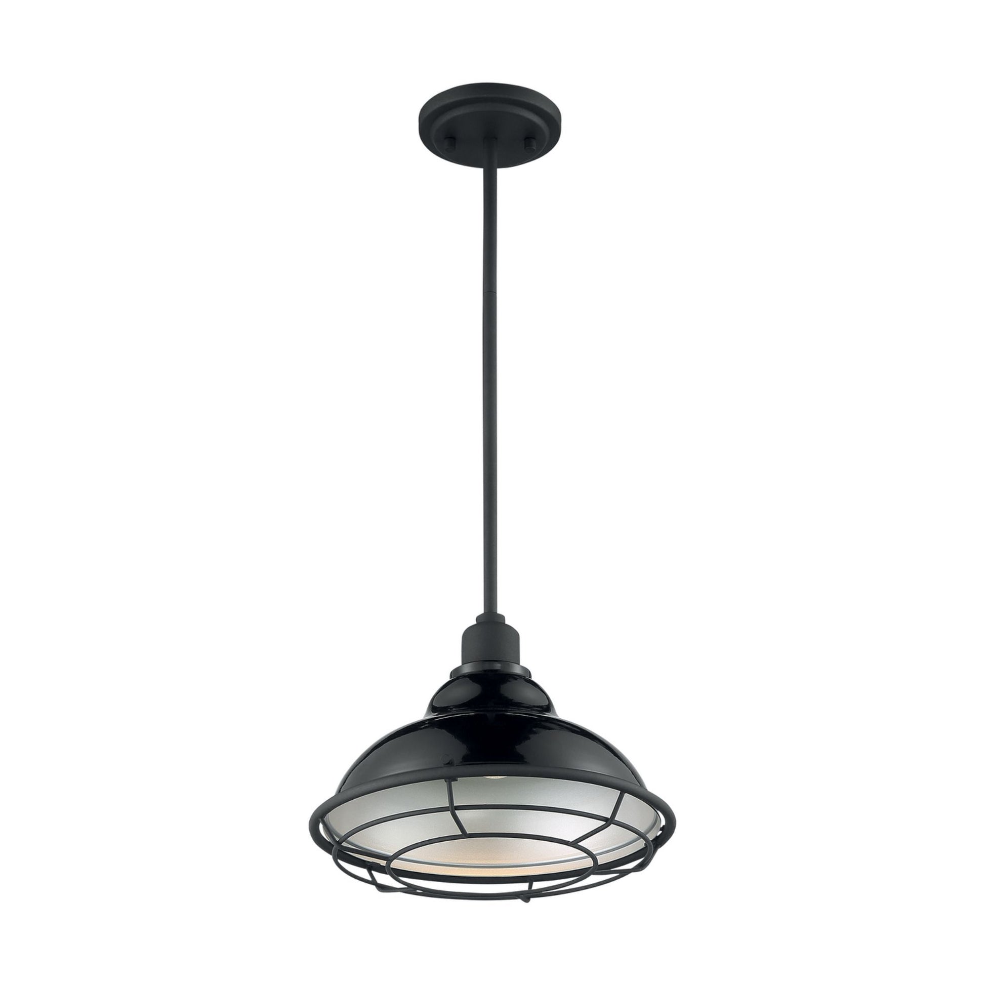 Newbridge 12" Pendant, Gloss Black / Silver Finish - Bees Lighting