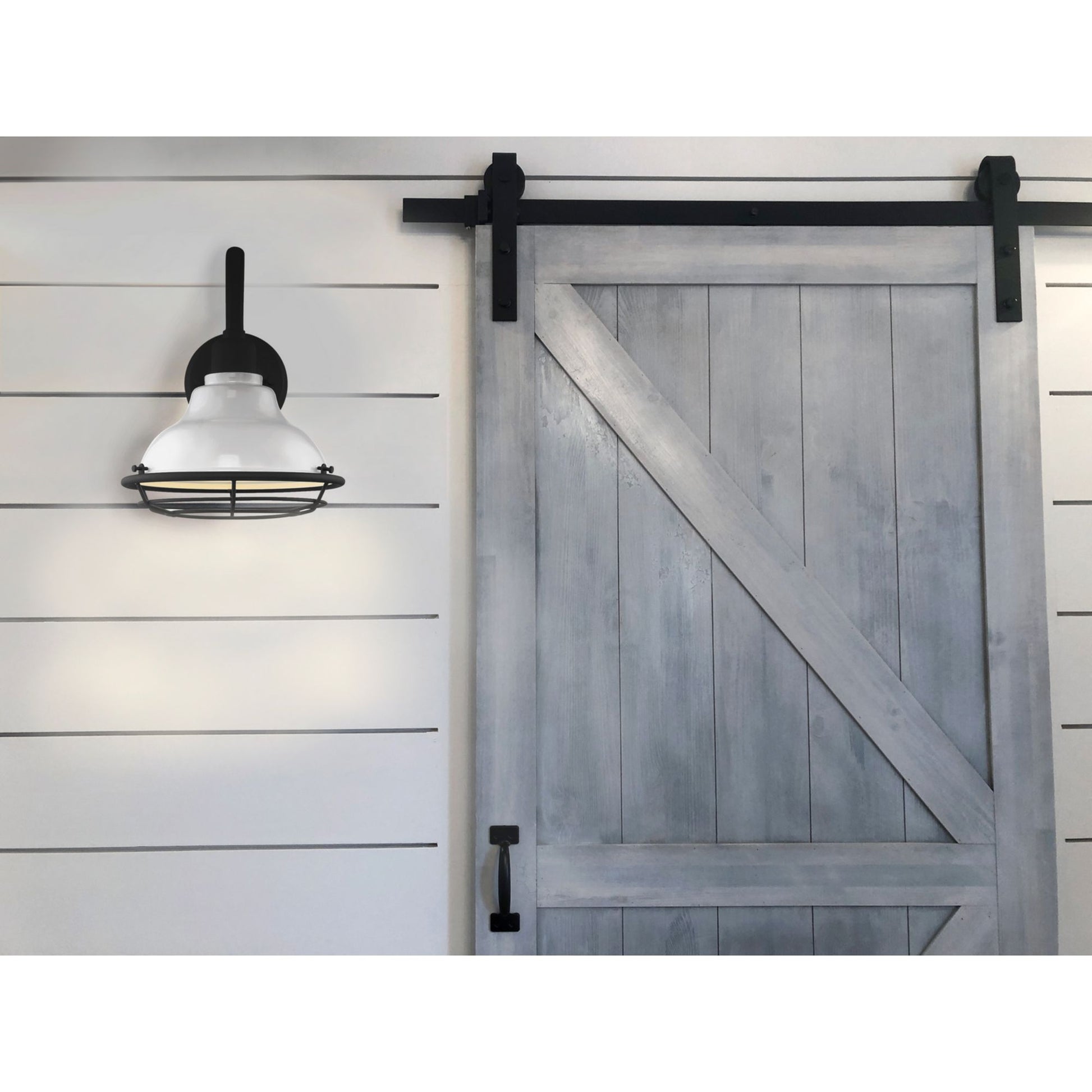 Newbridge 14" Outdoor Wall Mount, Gloss White / Textured Black Finish - Bees Lighting